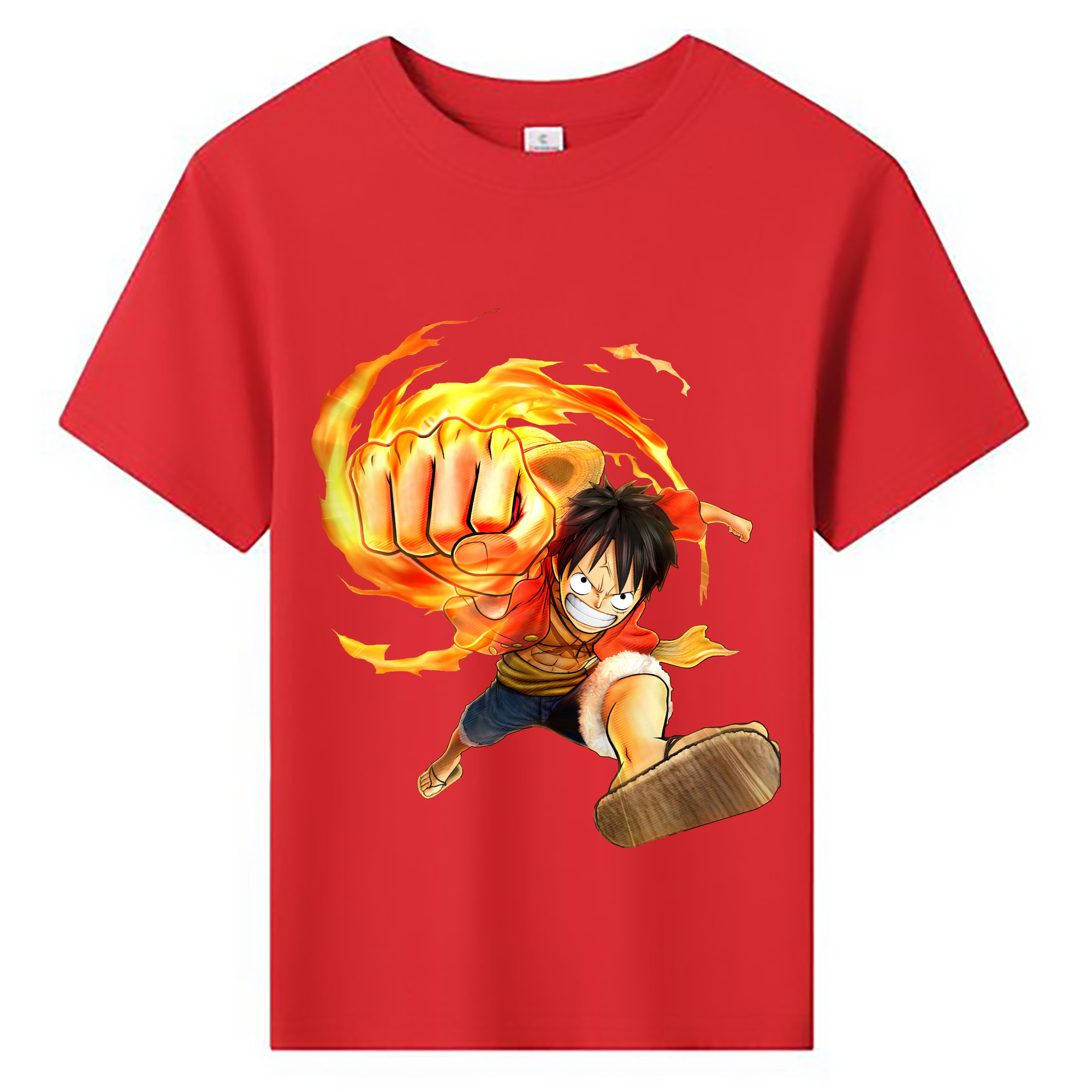 ワンピース モンキー・D・ルフィ ONE PIECE Monkey D. Luffy 綿100％キッズTシャツ（フロントプリント）