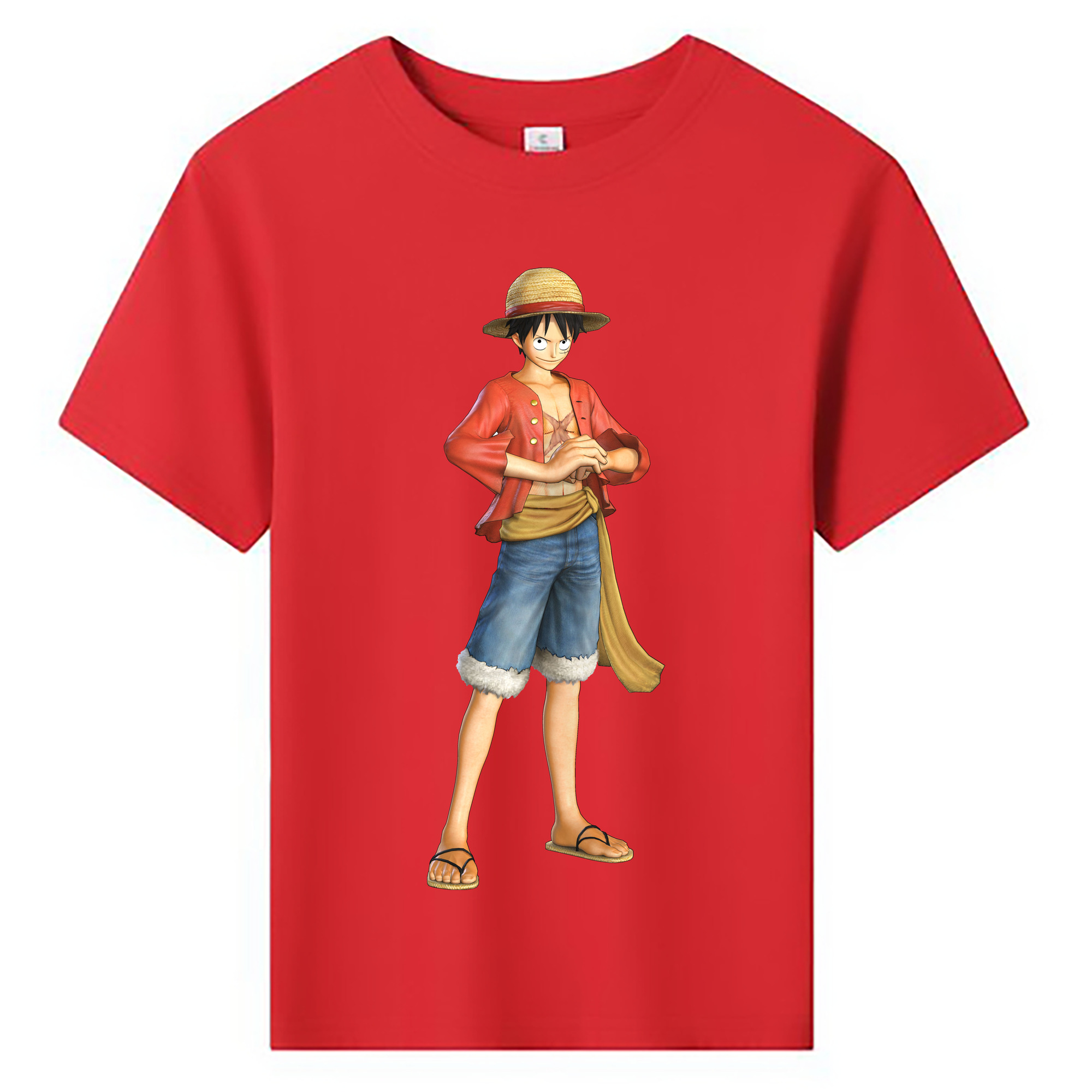 ワンピース モンキー・D・ルフィ ONE PIECE Monkey D. Luffy 綿100％キッズTシャツ（フロントプリント）