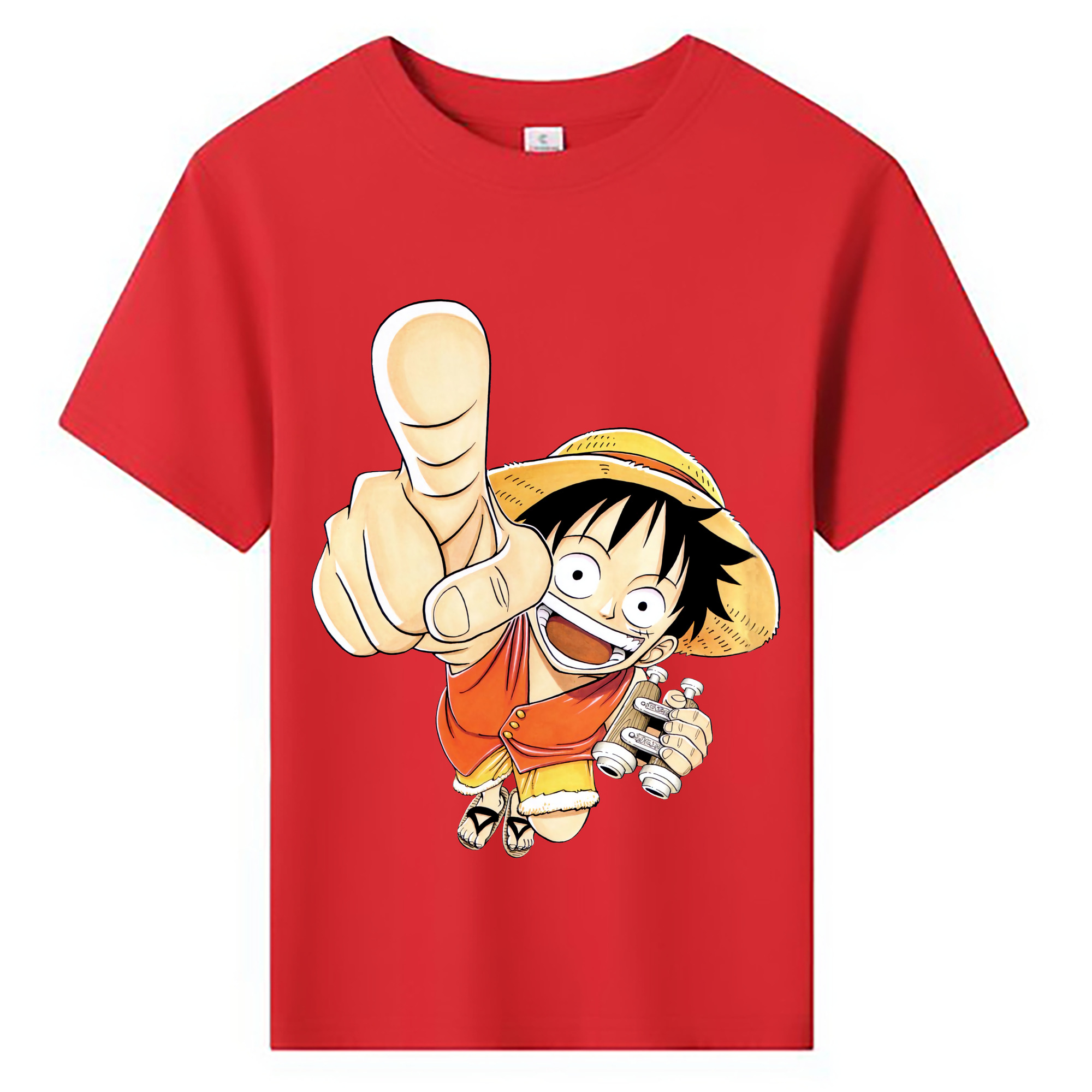 ワンピース モンキー・D・ルフィ ONE PIECE Monkey D. Luffy 綿100％キッズTシャツ（フロントプリント）