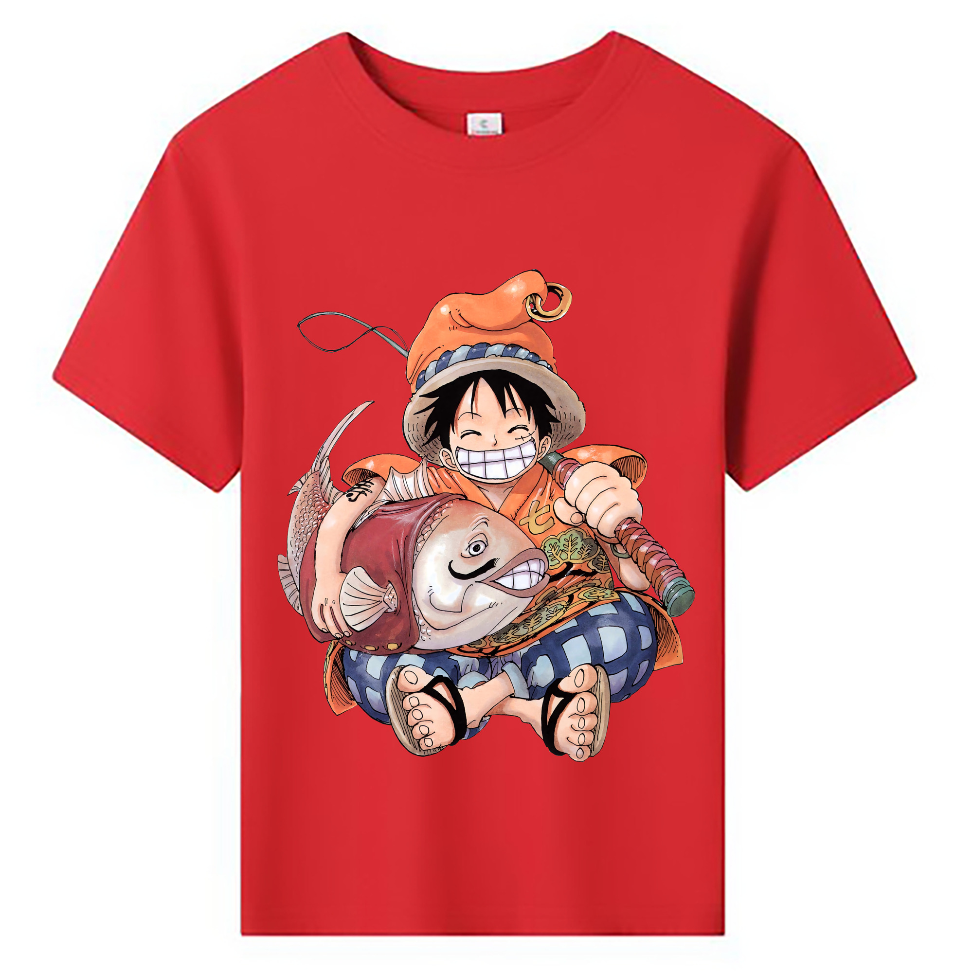 ワンピース モンキー・D・ルフィ ONE PIECE Monkey D. Luffy 綿100％キッズTシャツ（フロントプリント）