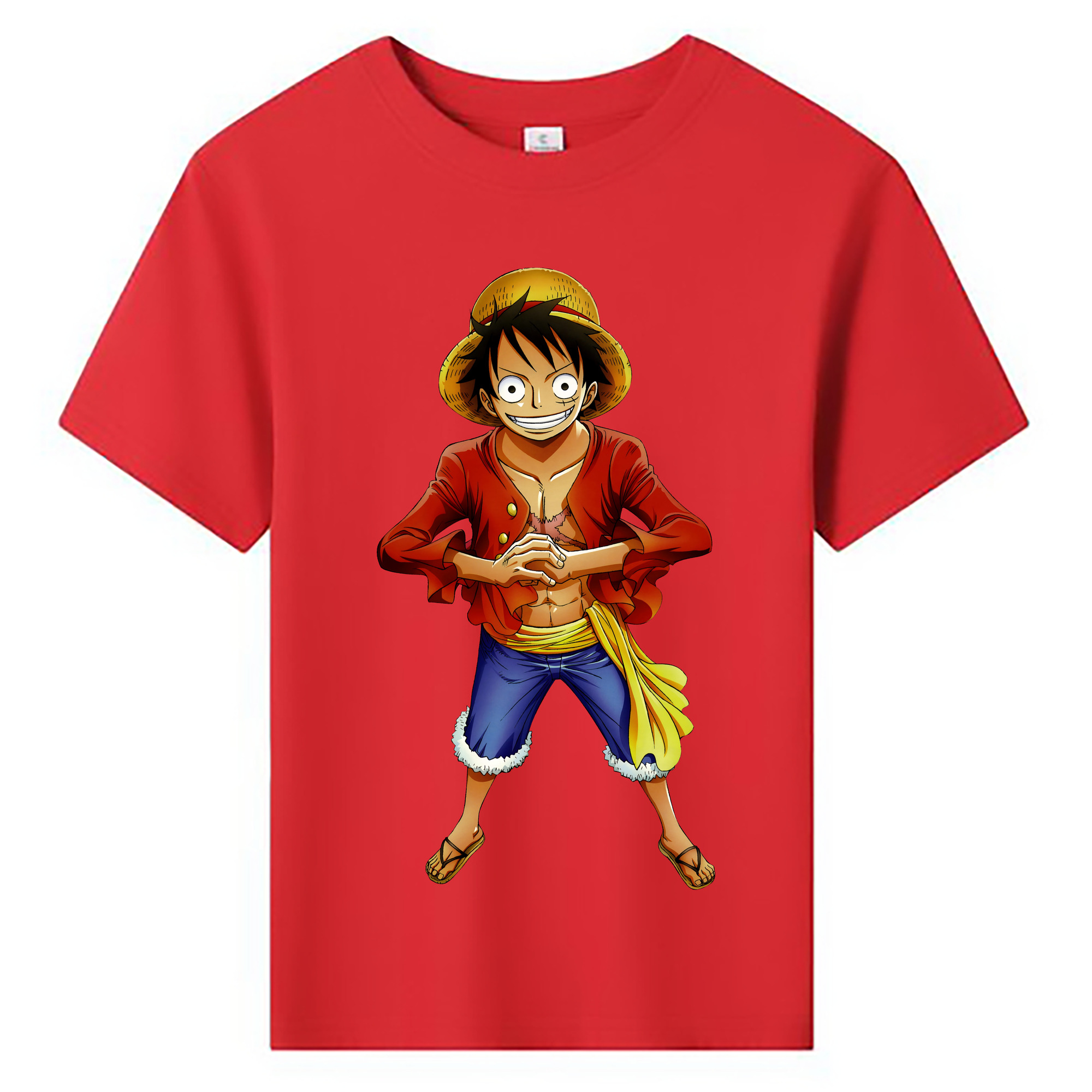 ワンピース モンキー・D・ルフィ ONE PIECE Monkey D. Luffy 綿100％キッズTシャツ（フロントプリント）