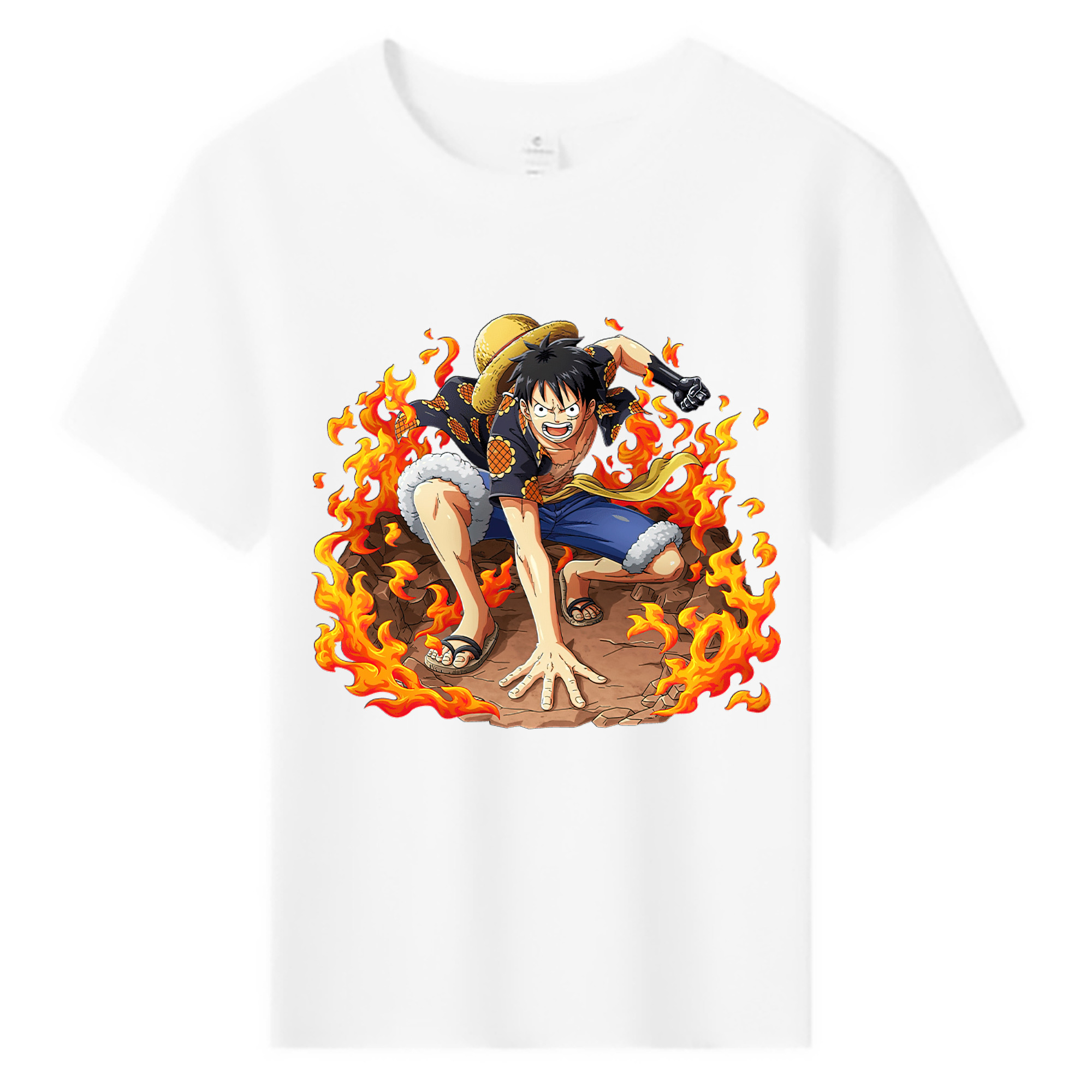 ワンピース モンキー・D・ルフィ ONE PIECE Monkey D. Luffy 綿100％キッズTシャツ（フロントプリント）