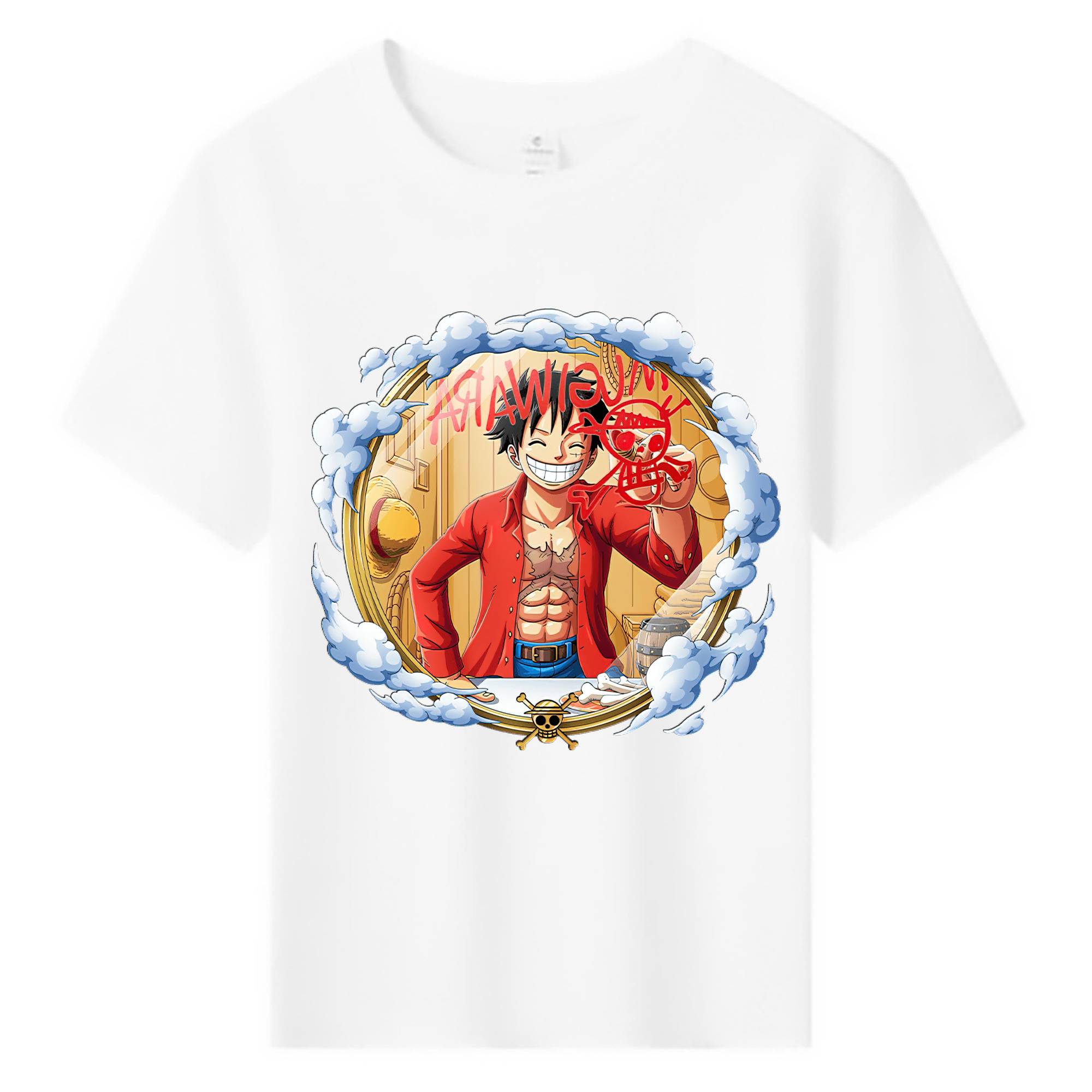 ワンピース モンキー・D・ルフィ ONE PIECE Monkey D. Luffy 綿100％キッズTシャツ（フロントプリント）