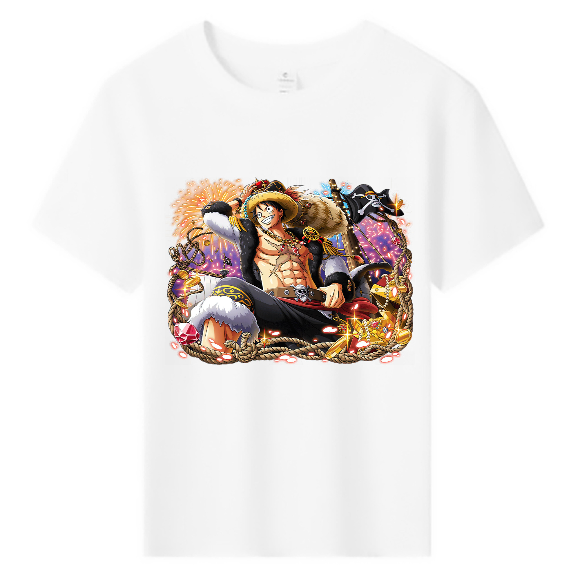 ワンピース モンキー・D・ルフィ ONE PIECE Monkey D. Luffy 綿100％キッズTシャツ（フロントプリント）