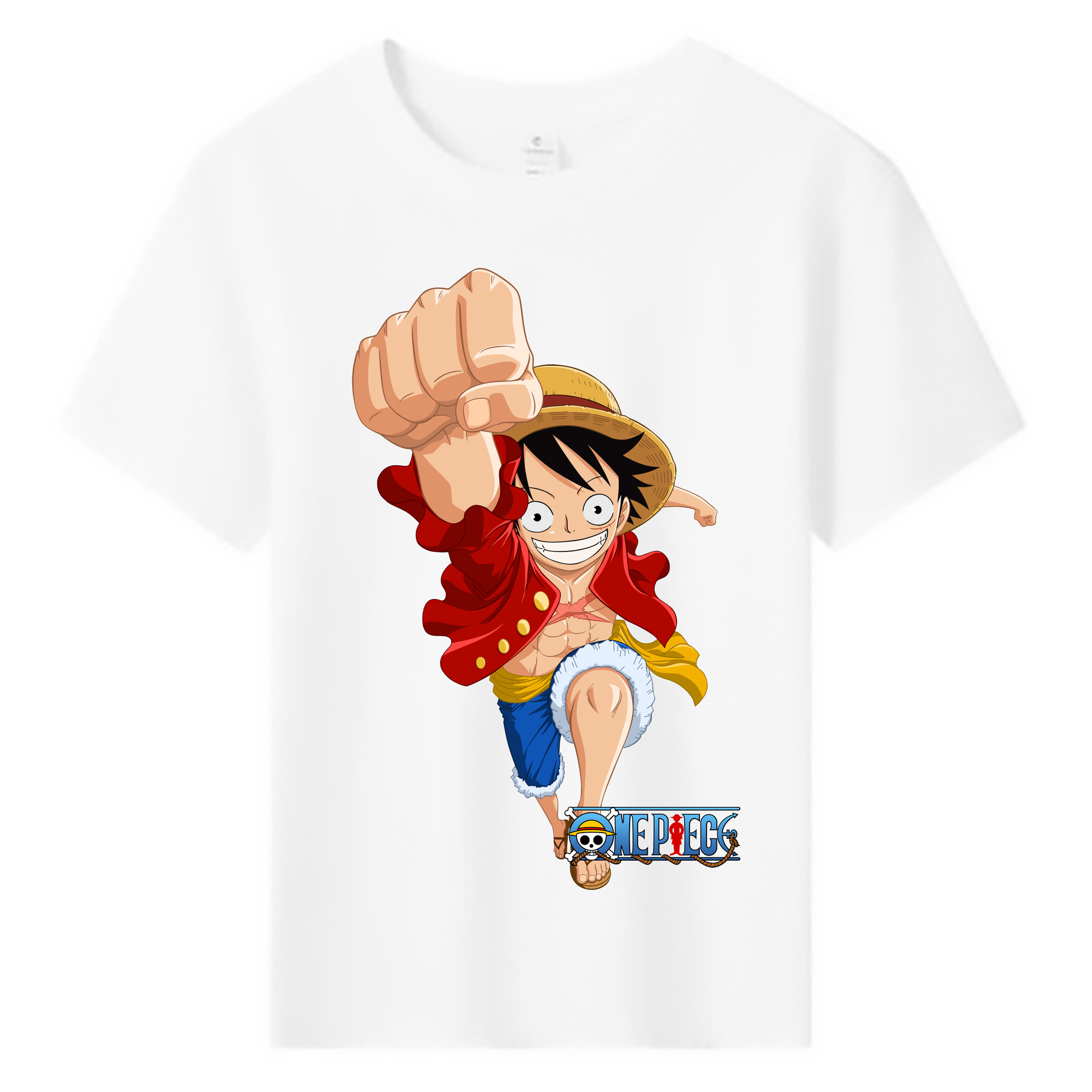ワンピース モンキー・D・ルフィ ONE PIECE Monkey D. Luffy 綿100％キッズTシャツ（フロントプリント）