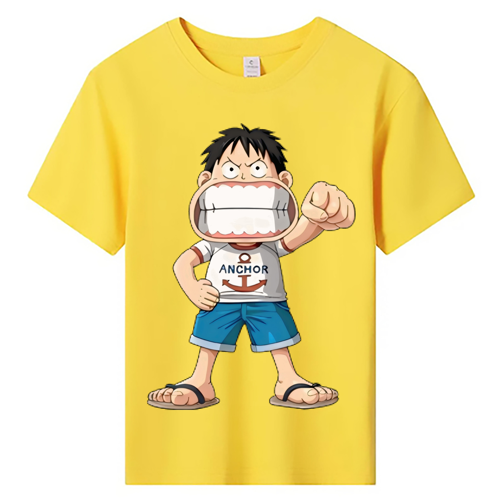 （画像用） ワンピース モンキー・D・ルフィ ONE PIECE Monkey D. Luffy 綿100％キッズTシャツ（フロントプリント）