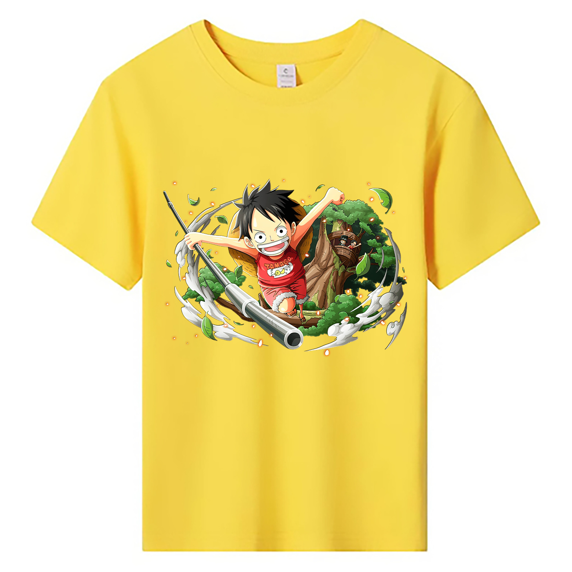 ワンピース モンキー・D・ルフィ ONE PIECE Monkey D. Luffy 綿100％キッズTシャツ（フロントプリント）