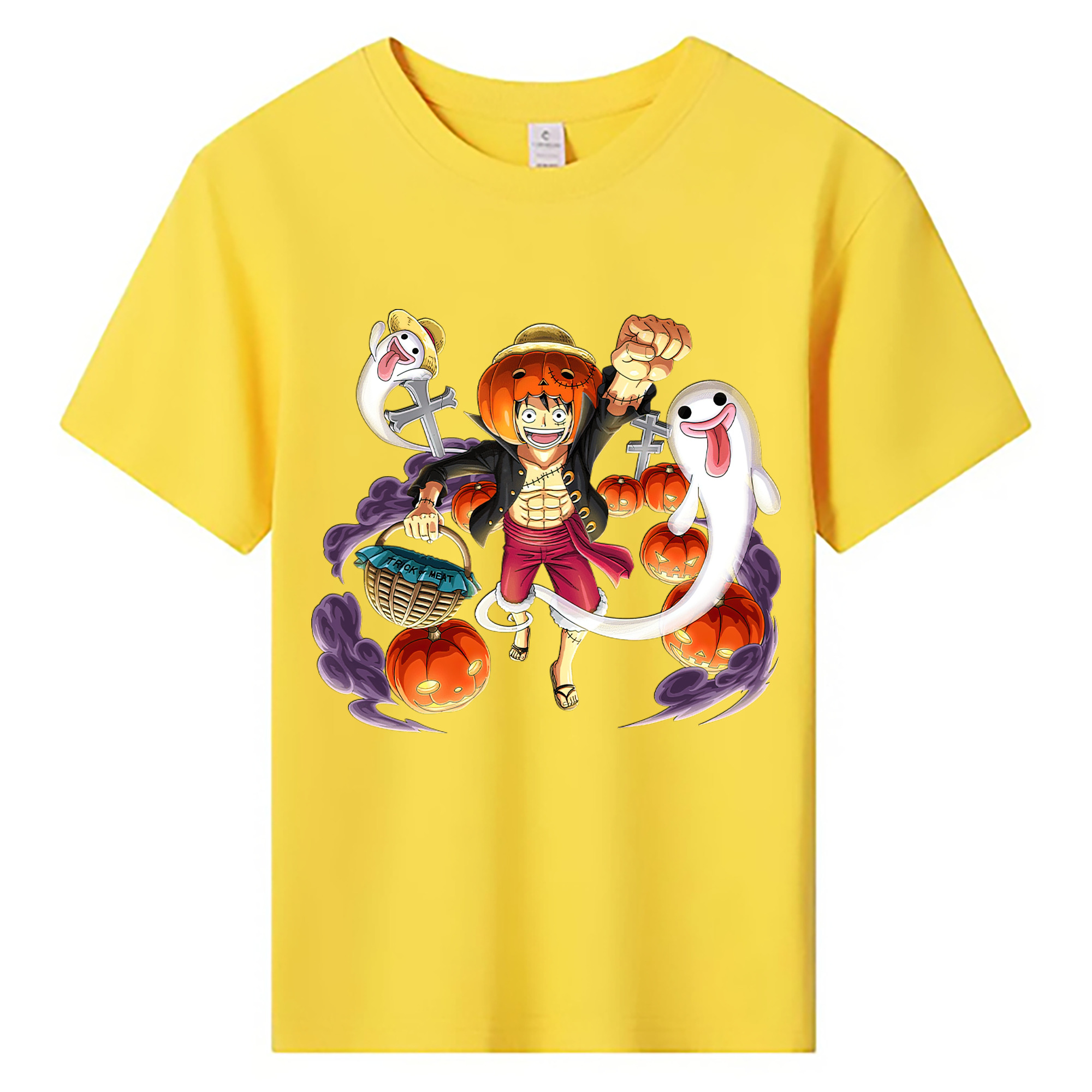 ワンピース モンキー・D・ルフィ ONE PIECE Monkey D. Luffy 綿100％キッズTシャツ（フロントプリント）