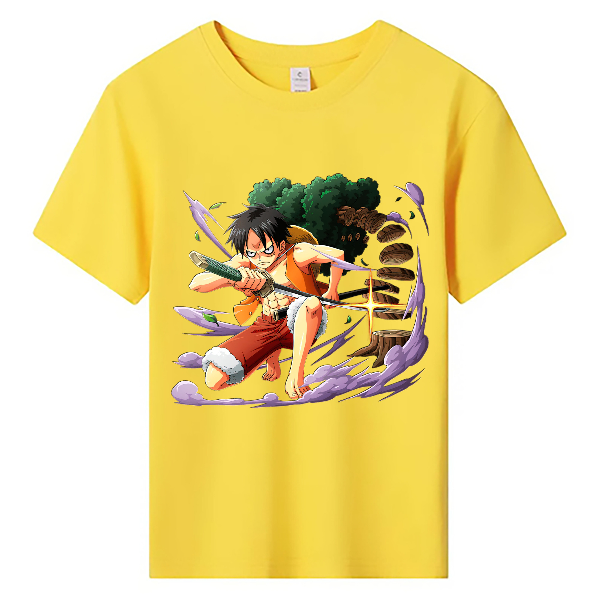 ワンピース モンキー・D・ルフィ ONE PIECE Monkey D. Luffy 綿100％キッズTシャツ（フロントプリント）