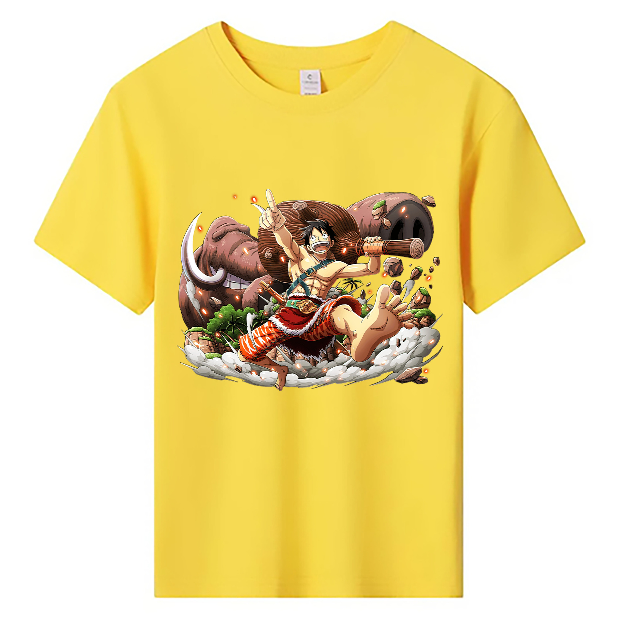 ワンピース モンキー・D・ルフィ ONE PIECE Monkey D. Luffy 綿100％キッズTシャツ（フロントプリント）
