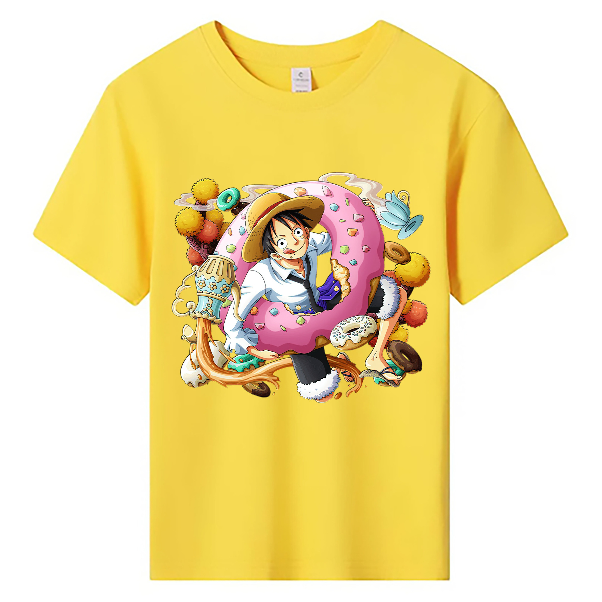 ワンピース モンキー・D・ルフィ ONE PIECE Monkey D. Luffy 綿100％キッズTシャツ（フロントプリント）