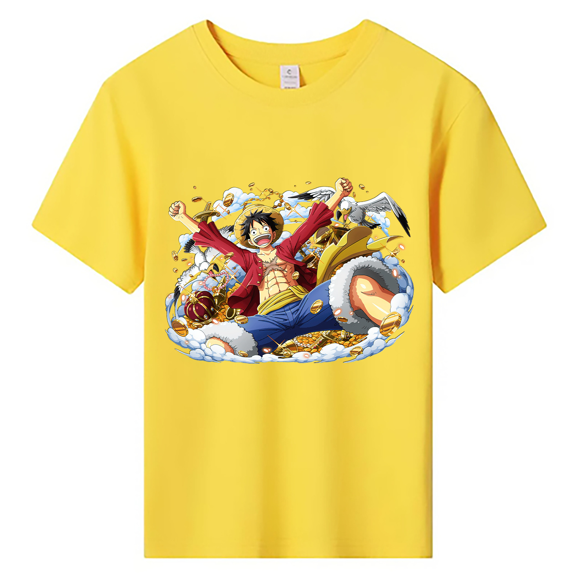 ワンピース モンキー・D・ルフィ ONE PIECE Monkey D. Luffy 綿100％キッズTシャツ（フロントプリント）