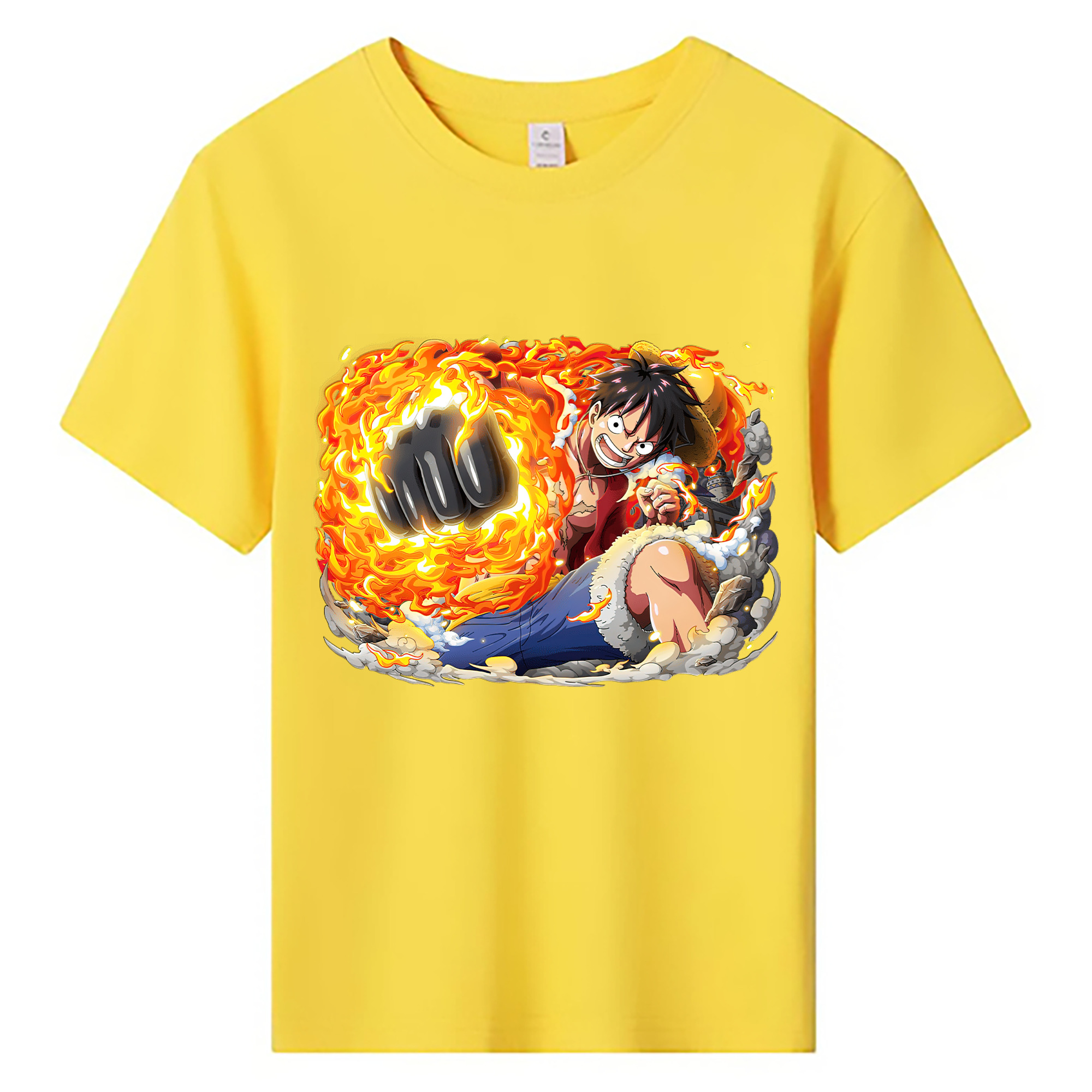 ワンピース モンキー・D・ルフィ ONE PIECE Monkey D. Luffy 綿100％キッズTシャツ（フロントプリント）