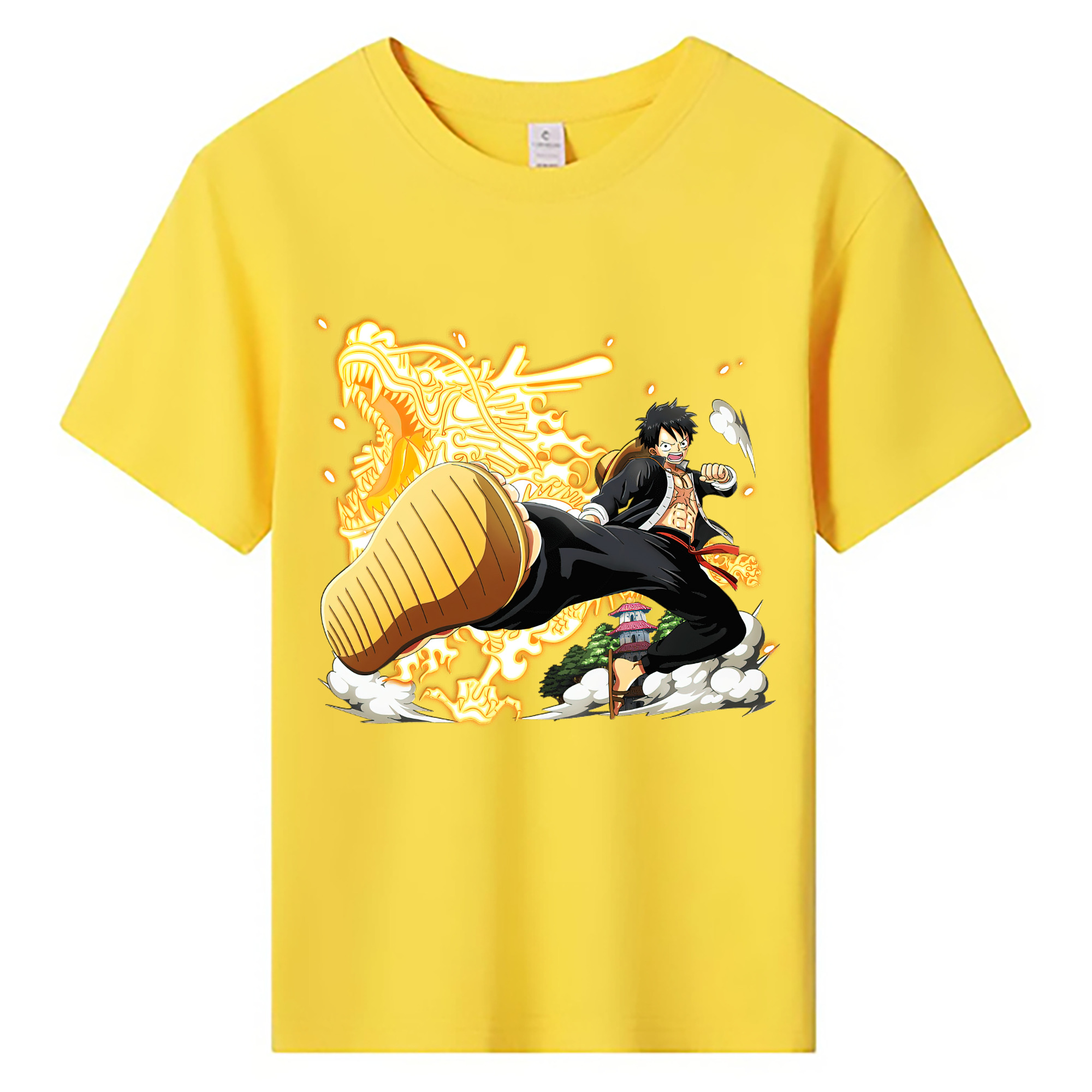 ワンピース モンキー・D・ルフィ ONE PIECE Monkey D. Luffy 綿100％キッズTシャツ（フロントプリント）