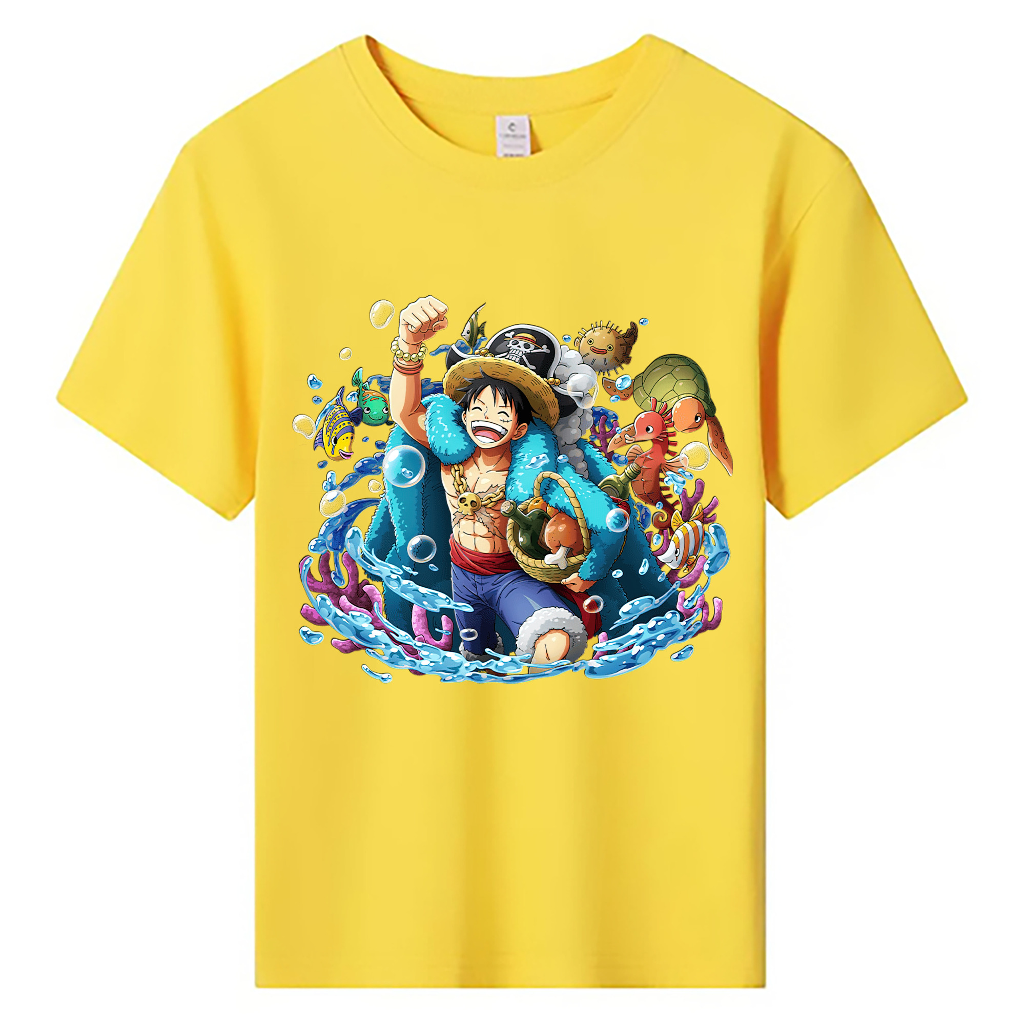 ワンピース モンキー・D・ルフィ ONE PIECE Monkey D. Luffy 綿100％キッズTシャツ（フロントプリント）