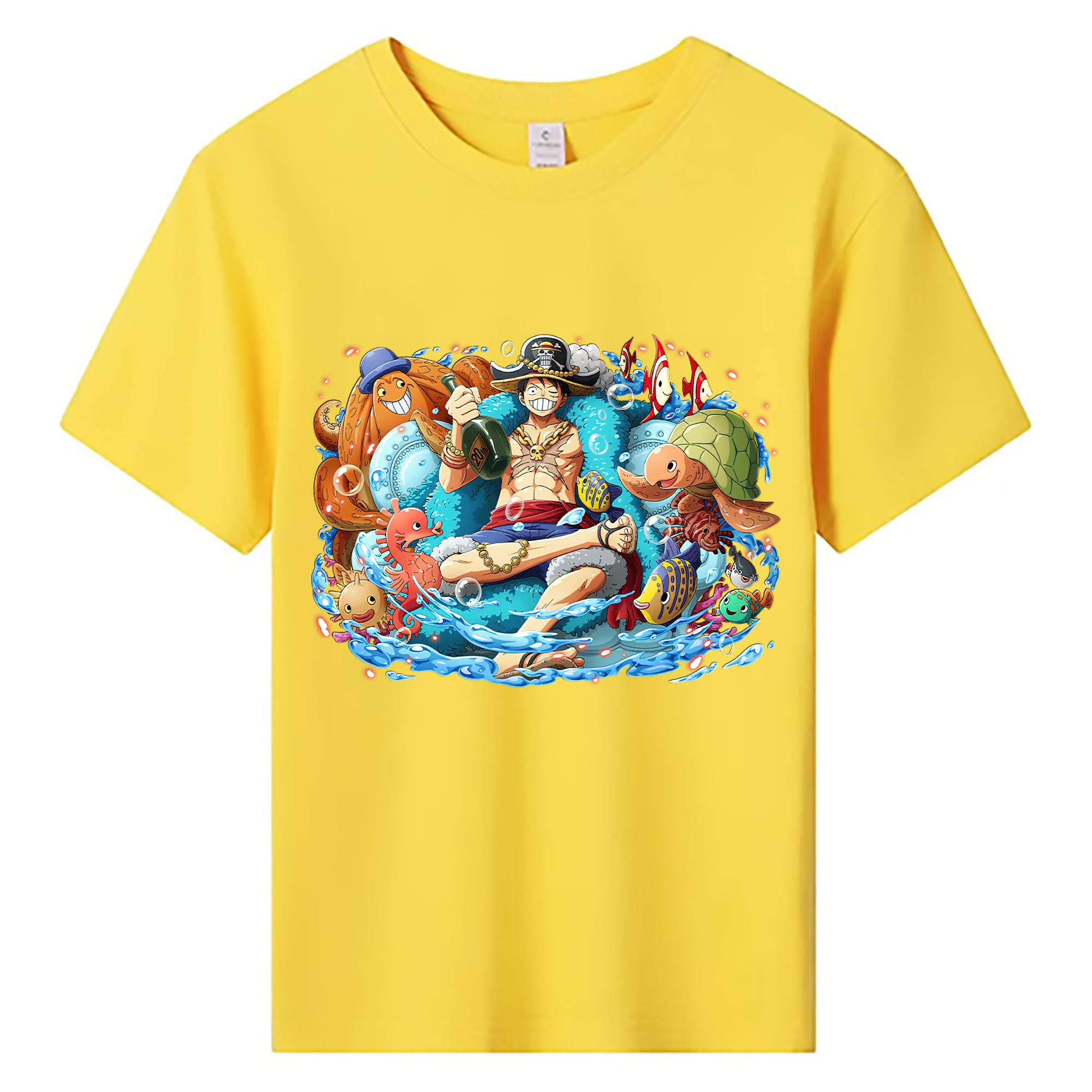 ワンピース モンキー・D・ルフィ ONE PIECE Monkey D. Luffy 綿100％キッズTシャツ（フロントプリント）