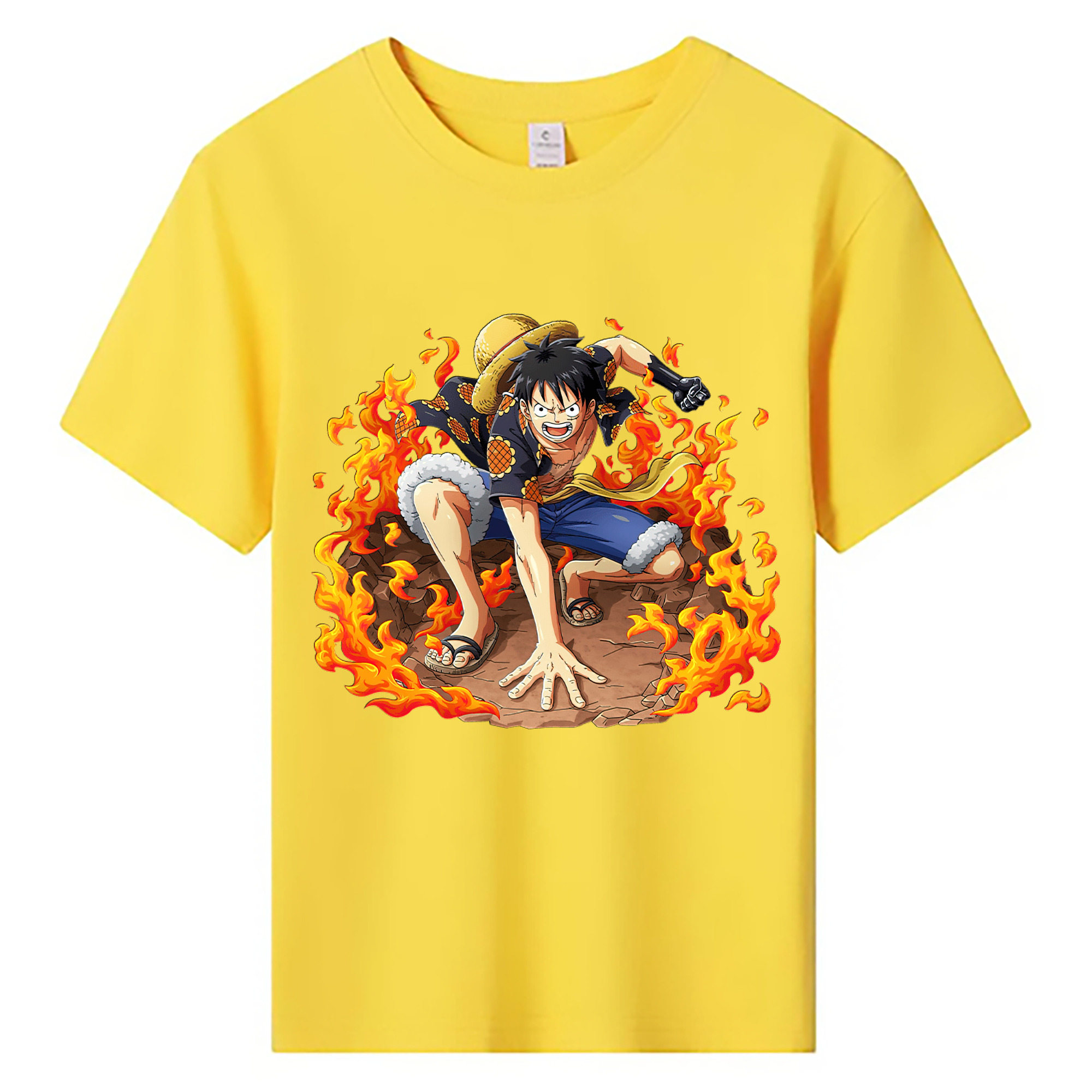 ワンピース モンキー・D・ルフィ ONE PIECE Monkey D. Luffy 綿100％キッズTシャツ（フロントプリント）