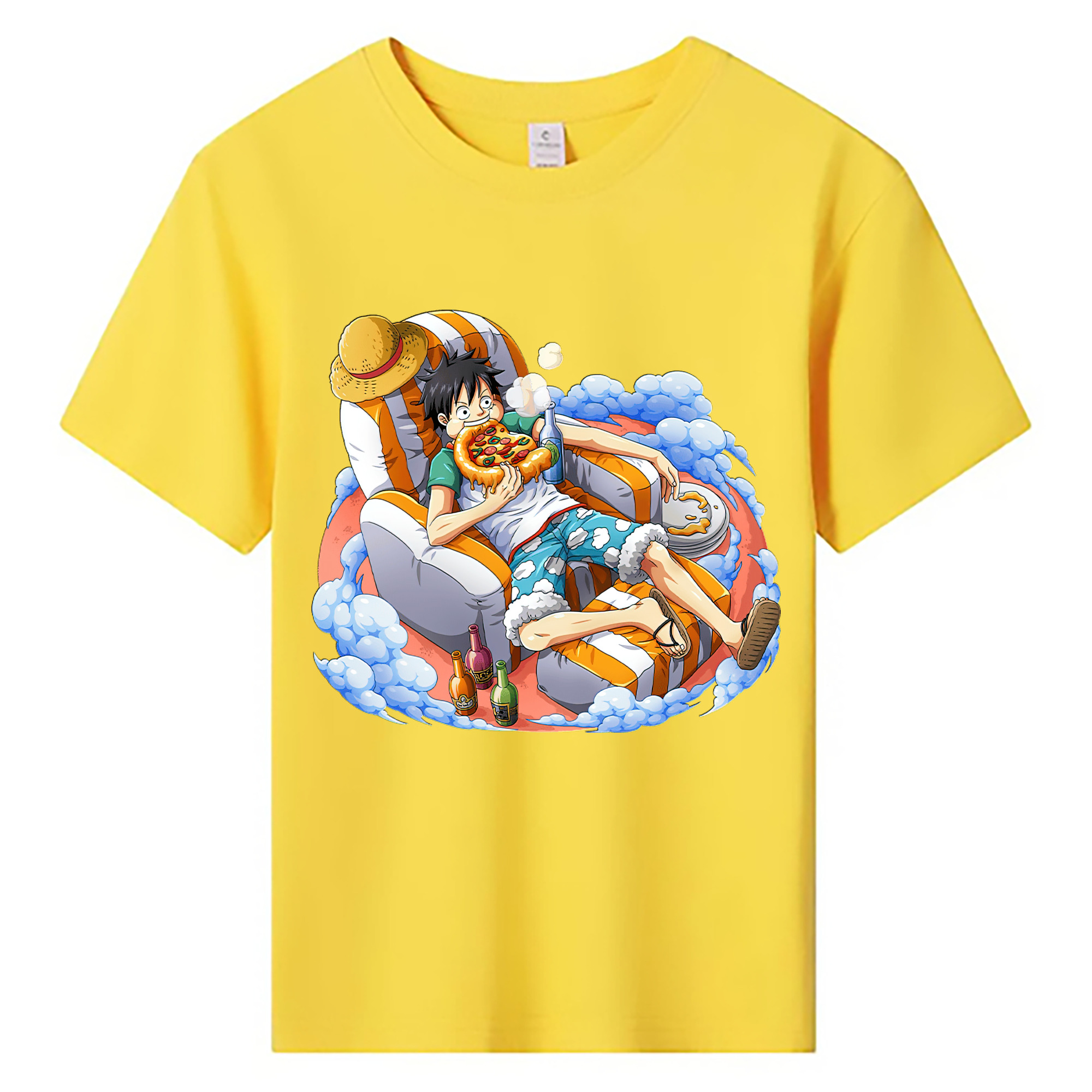 ワンピース モンキー・D・ルフィ ONE PIECE Monkey D. Luffy 綿100％キッズTシャツ（フロントプリント）