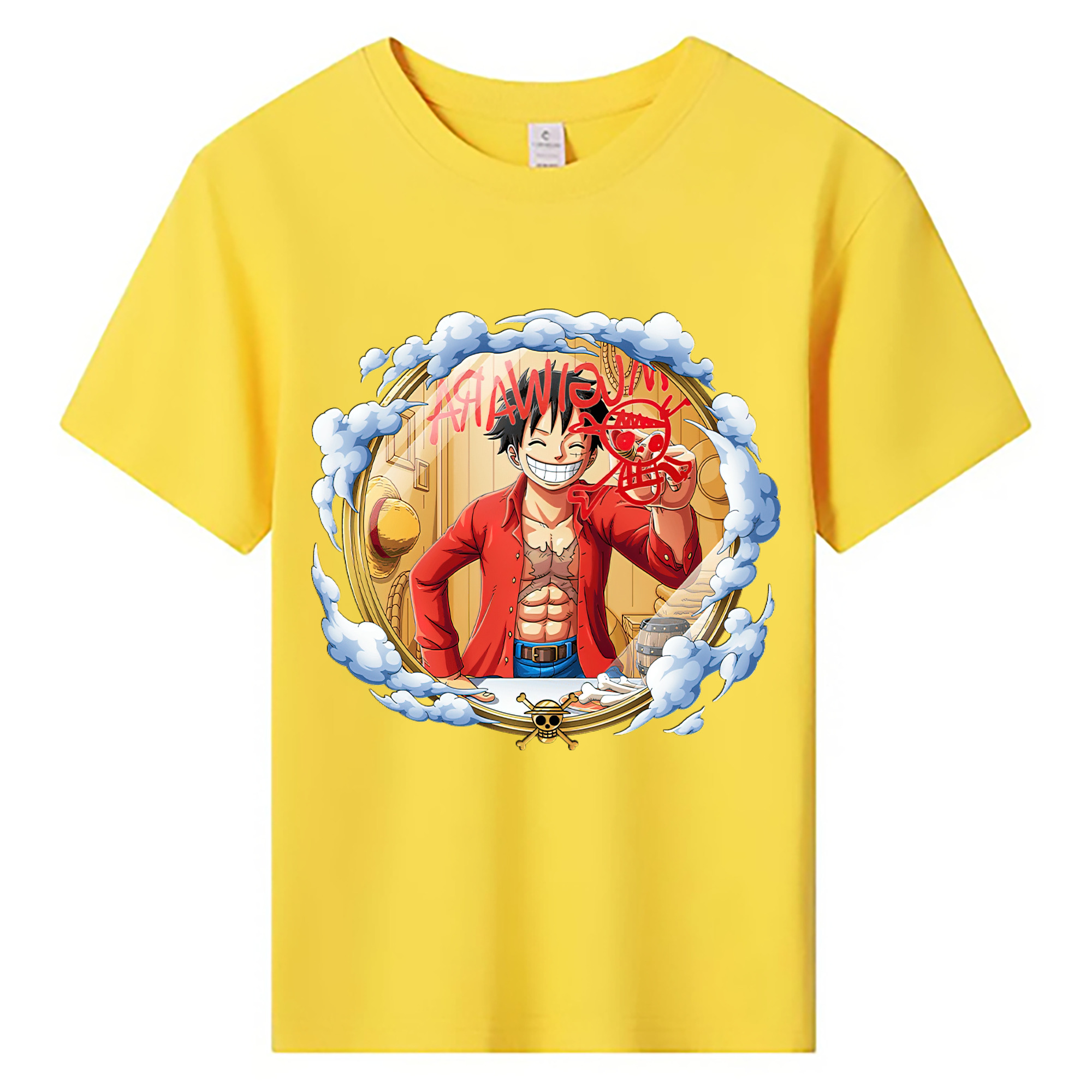ワンピース モンキー・D・ルフィ ONE PIECE Monkey D. Luffy 綿100％キッズTシャツ（フロントプリント）