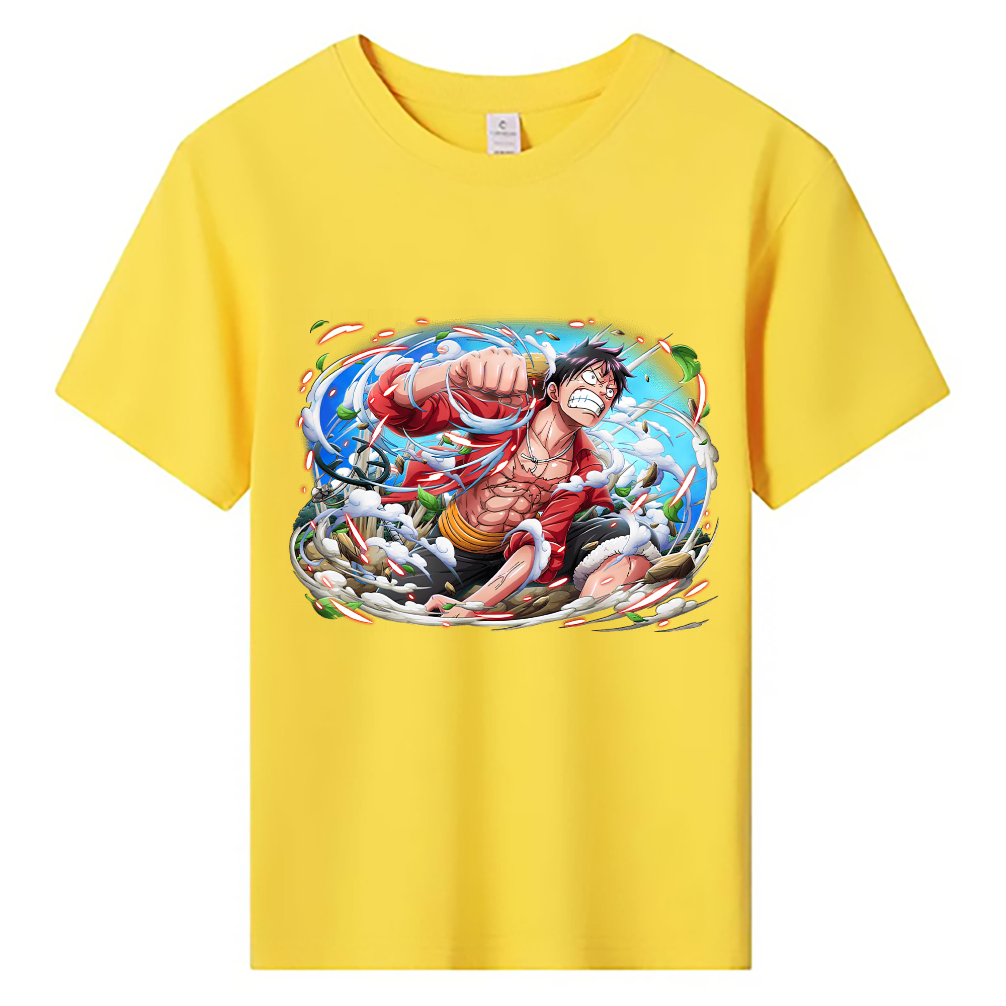 ワンピース モンキー・D・ルフィ ONE PIECE Monkey D. Luffy 綿100％キッズTシャツ（フロントプリント）