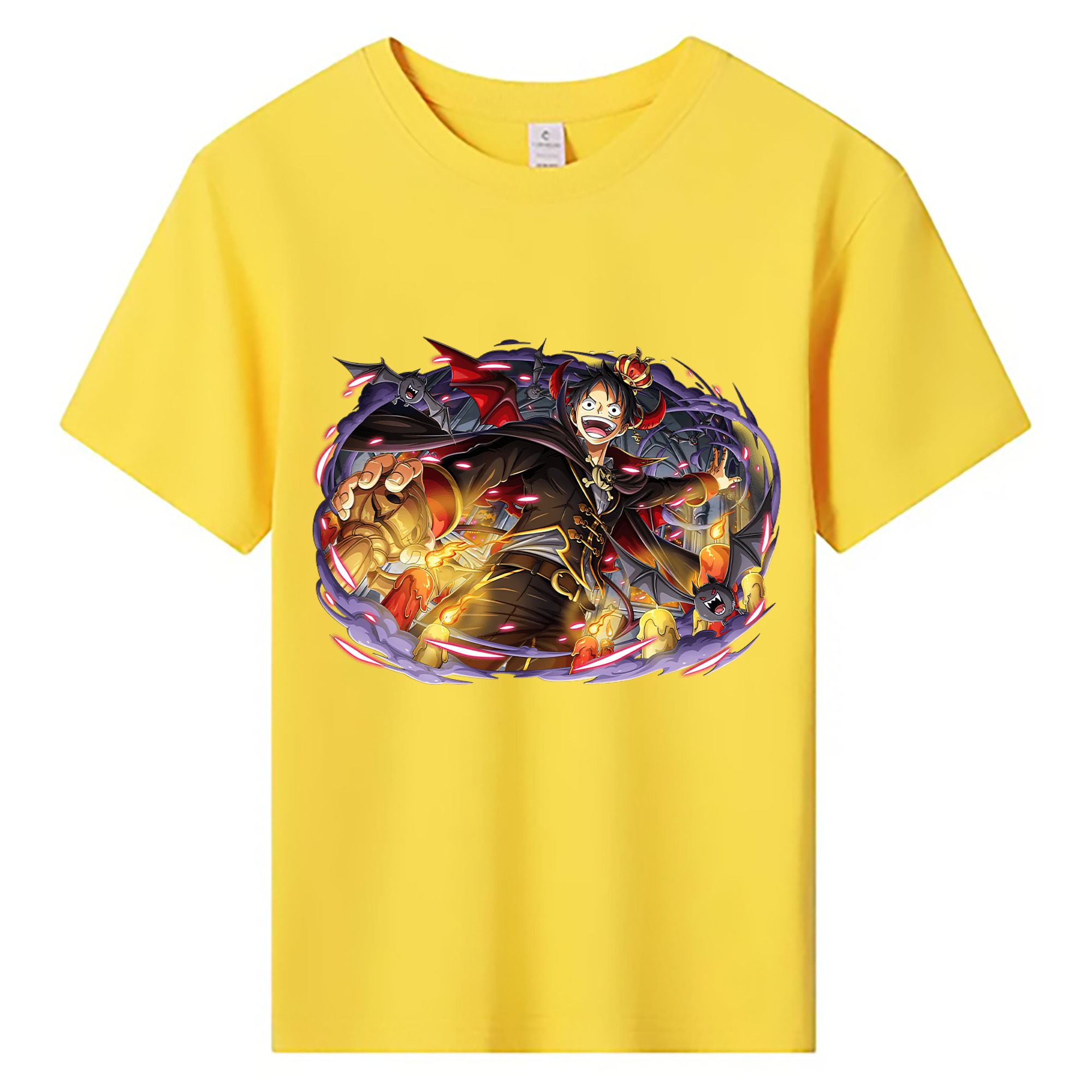 ワンピース モンキー・D・ルフィ ONE PIECE Monkey D. Luffy 綿100％キッズTシャツ（フロントプリント）
