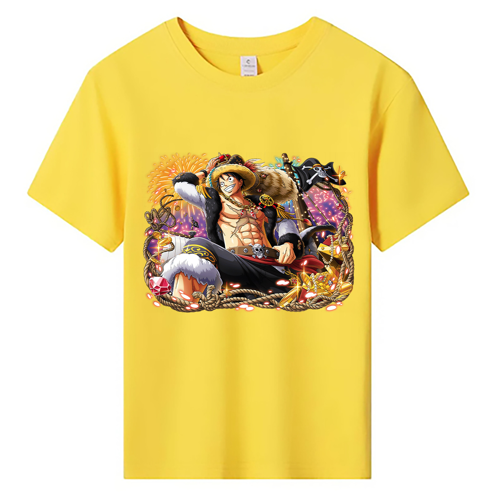 ワンピース モンキー・D・ルフィ ONE PIECE Monkey D. Luffy 綿100％キッズTシャツ（フロントプリント）