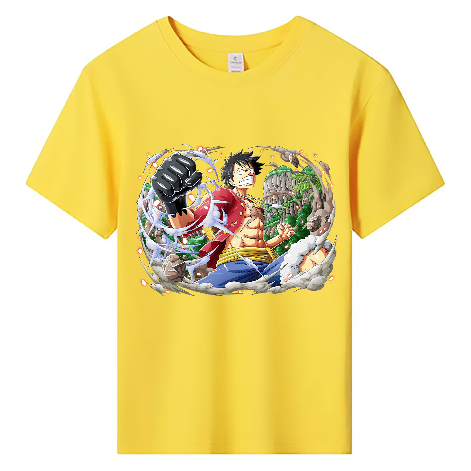 ワンピース モンキー・D・ルフィ ONE PIECE Monkey D. Luffy 綿100％キッズTシャツ（フロントプリント）