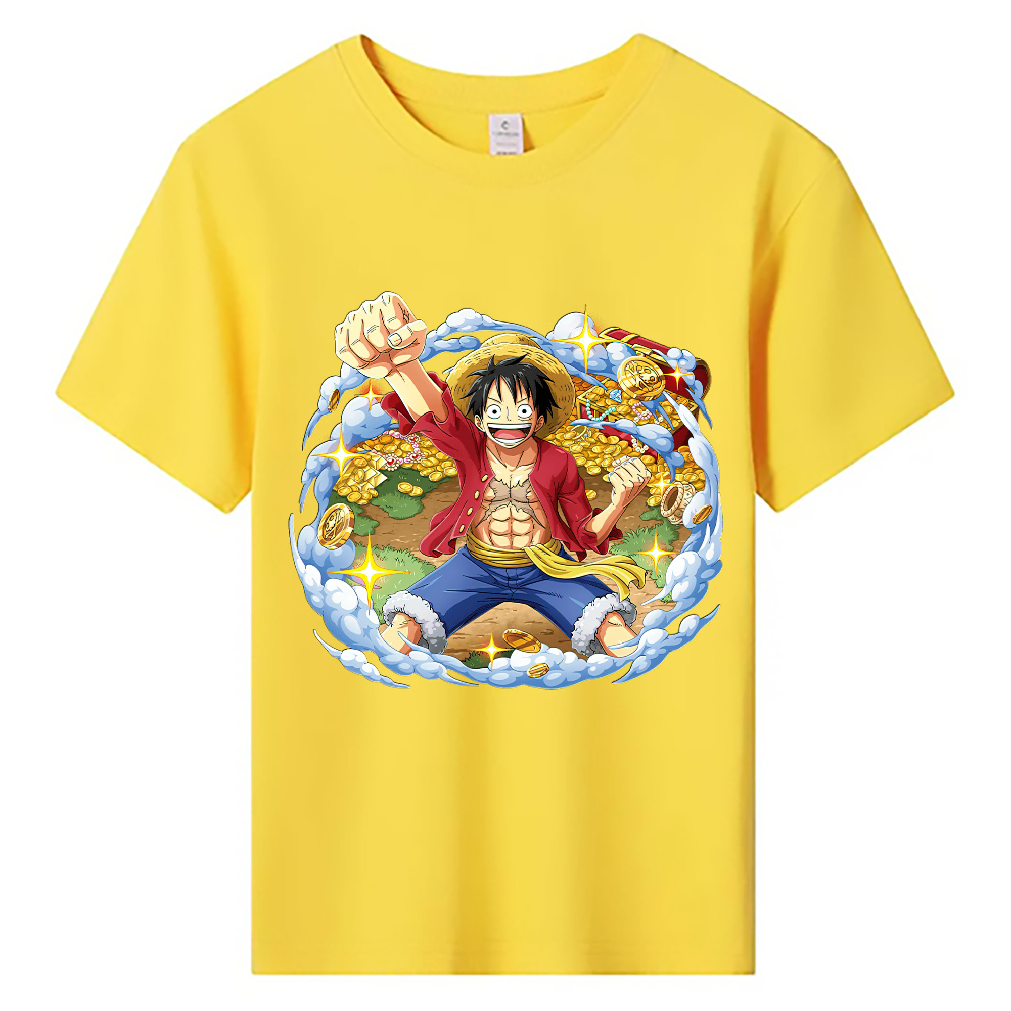 ワンピース モンキー・D・ルフィ ONE PIECE Monkey D. Luffy 綿100％キッズTシャツ（フロントプリント）