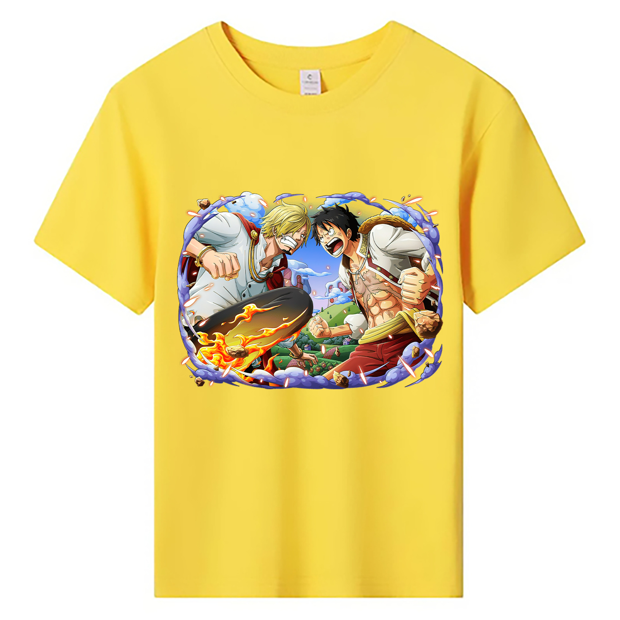 ワンピース モンキー・D・ルフィ ONE PIECE Monkey D. Luffy 綿100％キッズTシャツ（フロントプリント）
