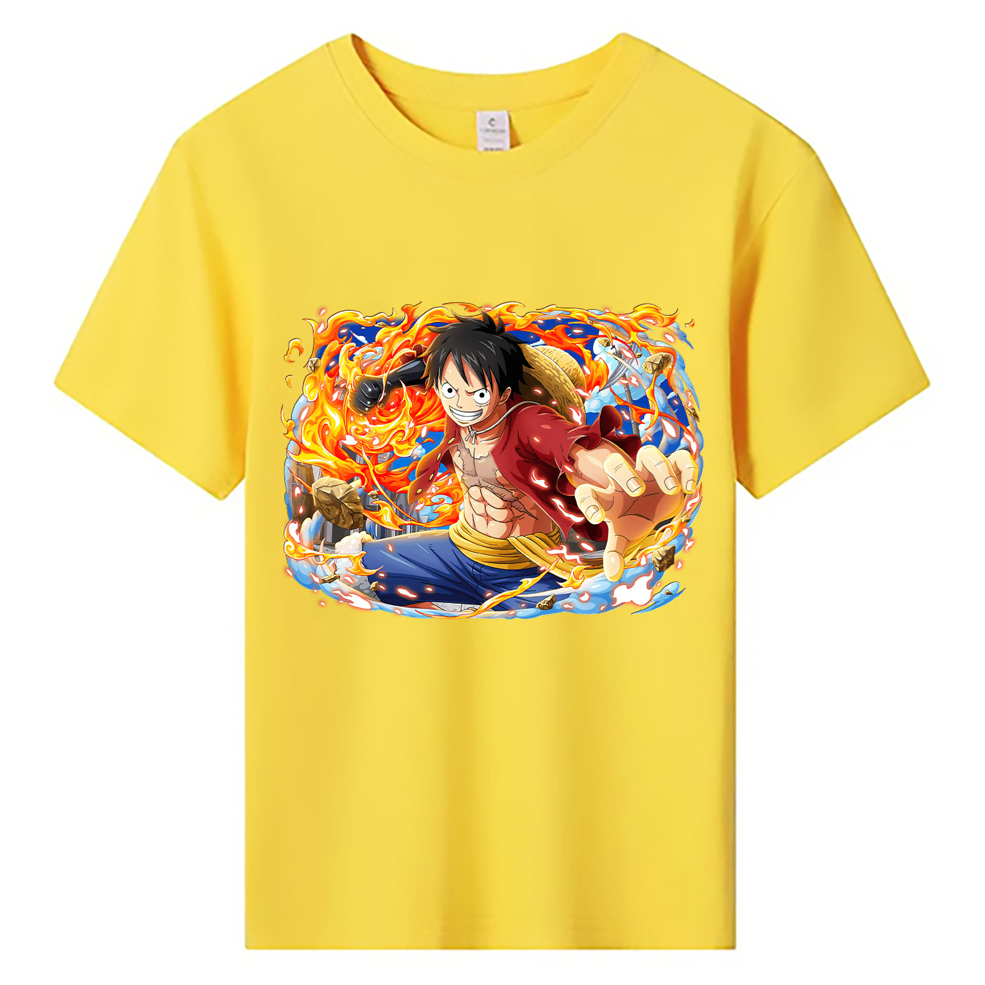 ワンピース モンキー・D・ルフィ ONE PIECE Monkey D. Luffy 綿100％キッズTシャツ（フロントプリント）