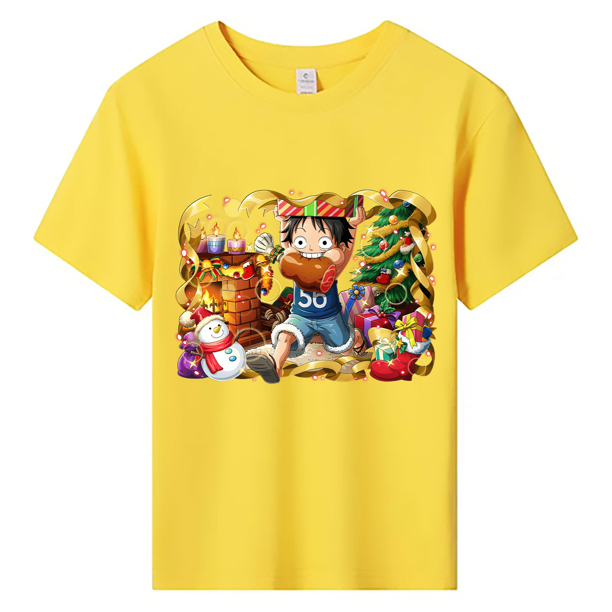 ワンピース モンキー・D・ルフィ ONE PIECE Monkey D. Luffy 綿100％キッズTシャツ（フロントプリント）