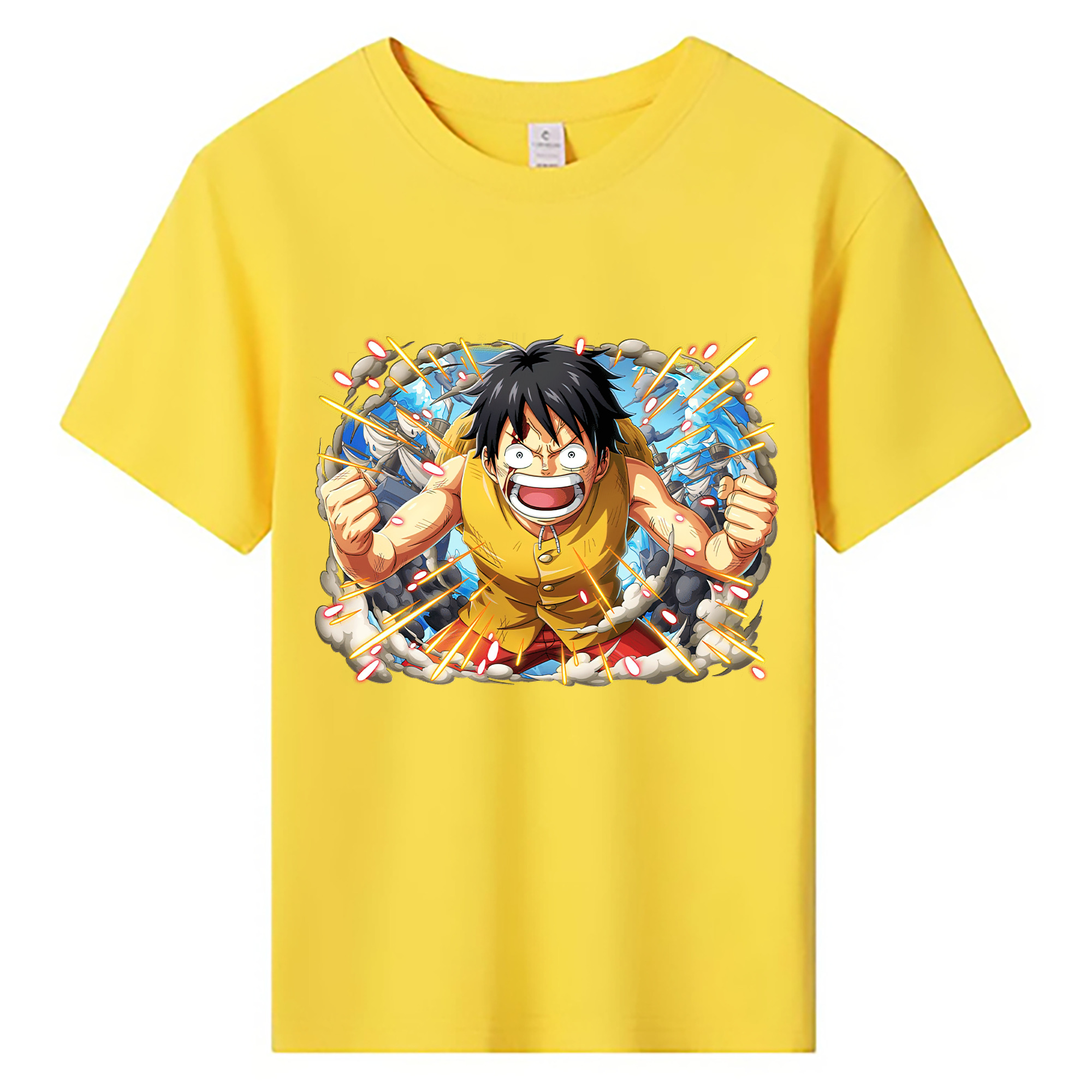 ワンピース モンキー・D・ルフィ ONE PIECE Monkey D. Luffy 綿100％キッズTシャツ（フロントプリント）