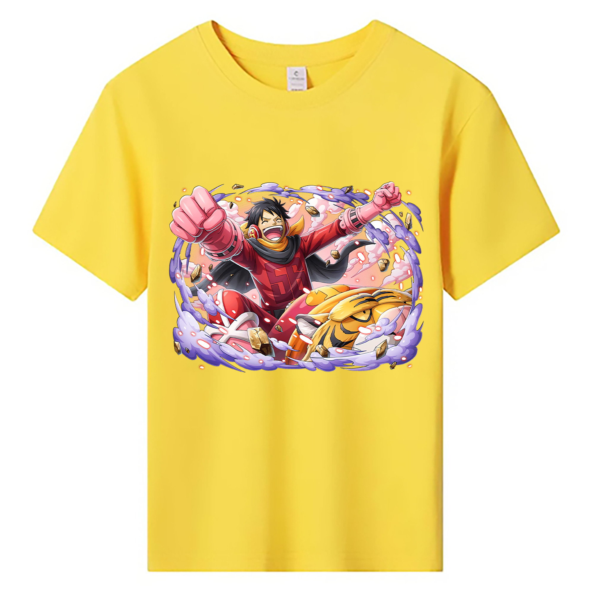 ワンピース モンキー・D・ルフィ ONE PIECE Monkey D. Luffy 綿100％キッズTシャツ（フロントプリント）