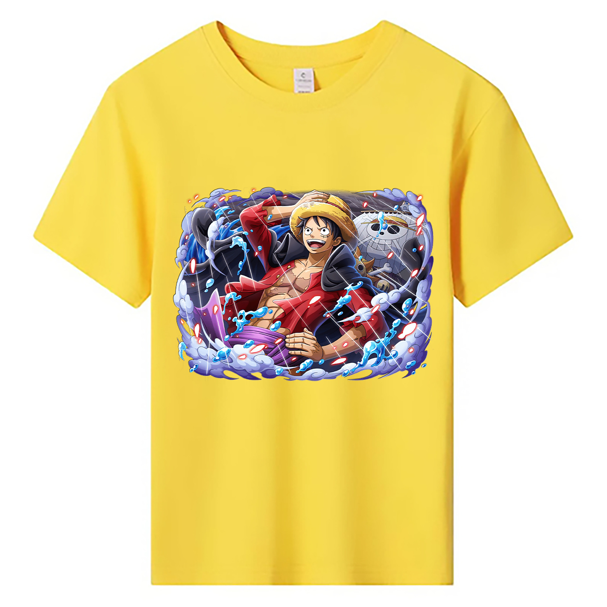 ワンピース モンキー・D・ルフィ ONE PIECE Monkey D. Luffy 綿100％キッズTシャツ（フロントプリント）