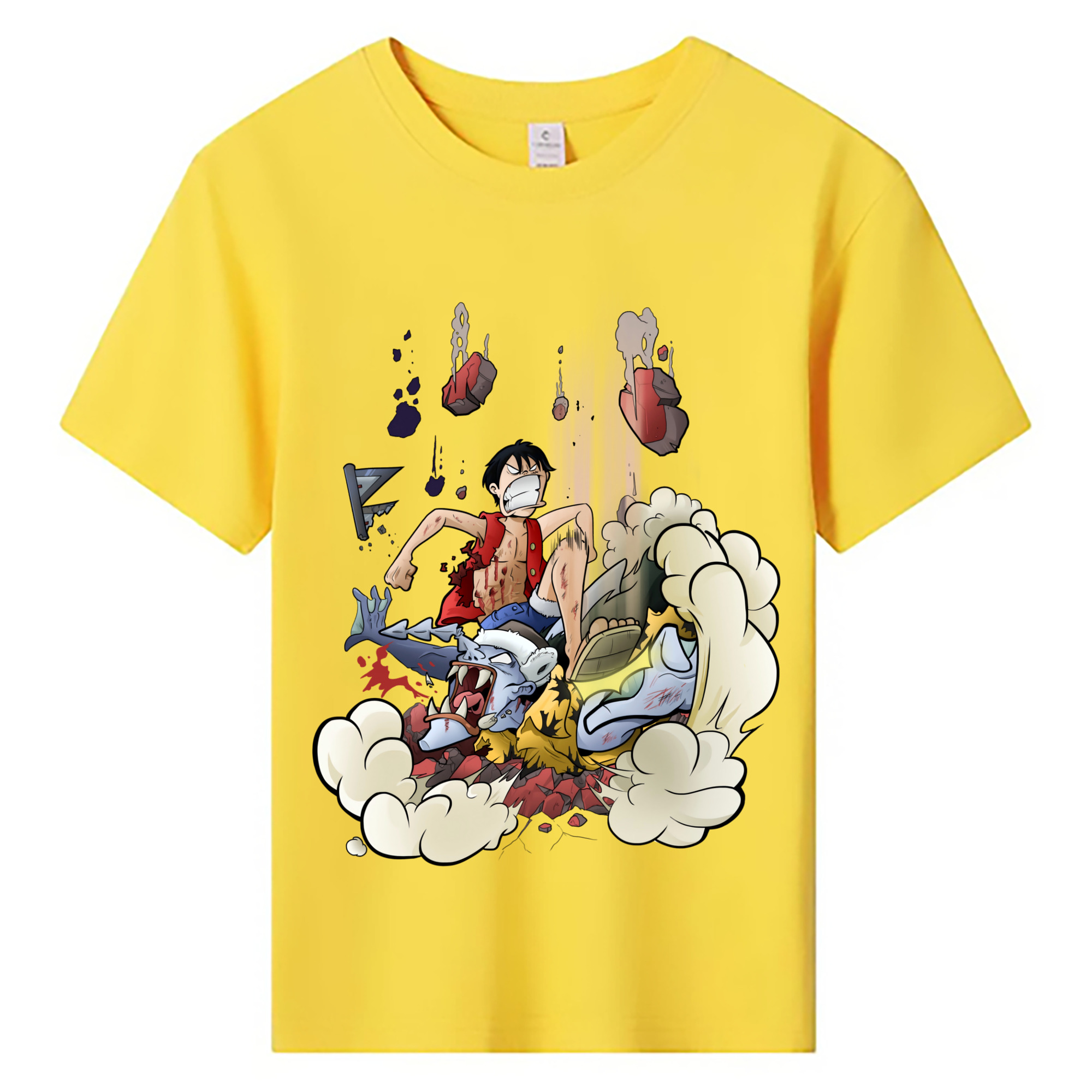 ワンピース モンキー・D・ルフィ ONE PIECE Monkey D. Luffy 綿100％キッズTシャツ（フロントプリント）