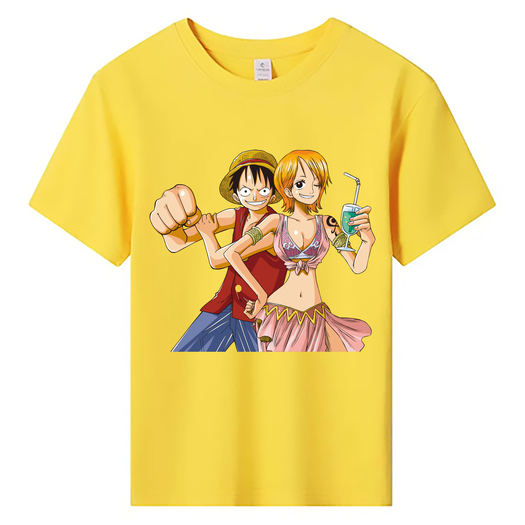 ワンピース モンキー・D・ルフィ ONE PIECE Monkey D. Luffy 綿100％キッズTシャツ（フロントプリント）