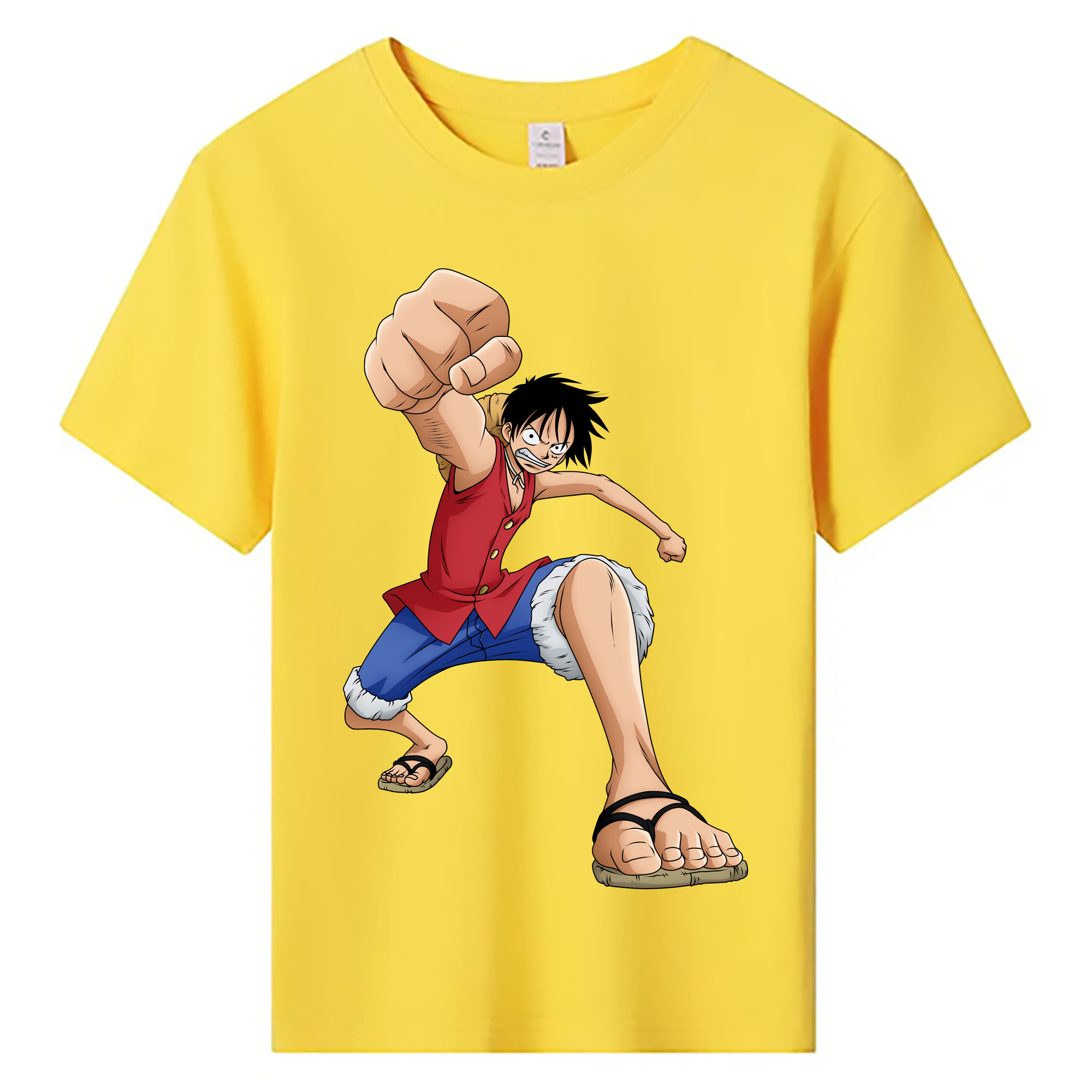 ワンピース モンキー・D・ルフィ ONE PIECE Monkey D. Luffy 綿100％キッズTシャツ（フロントプリント）