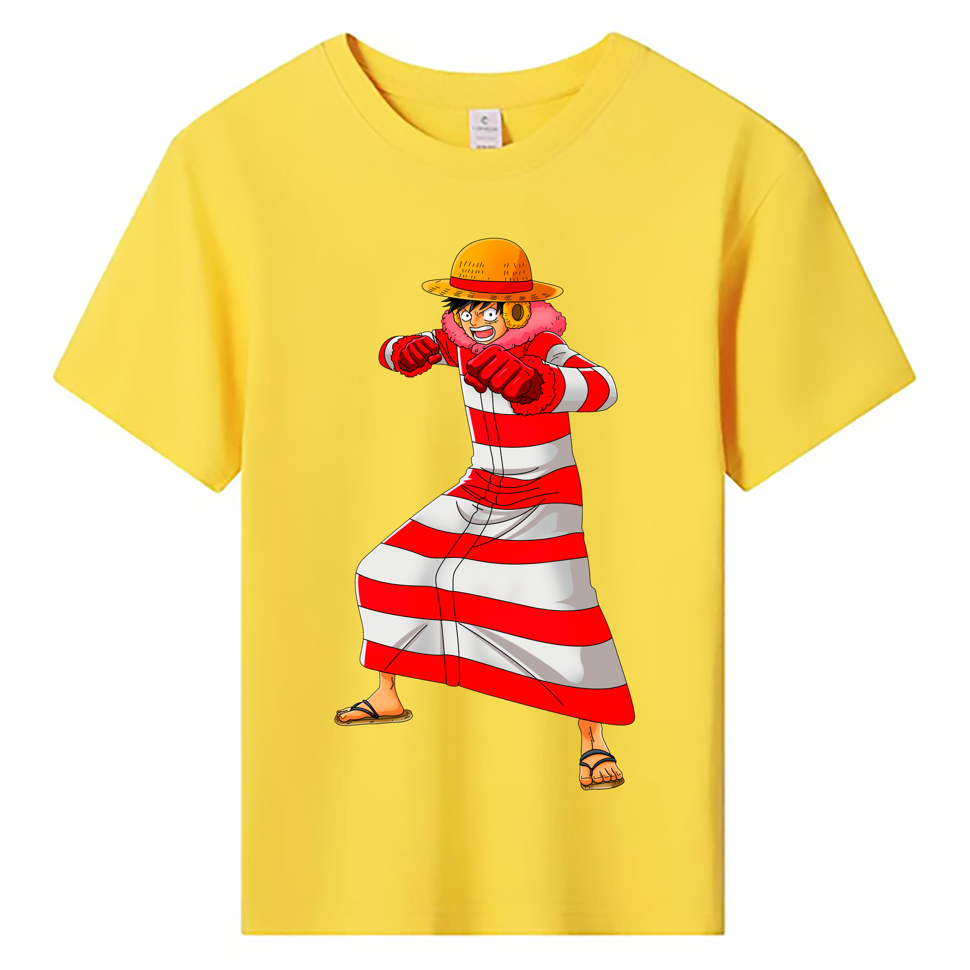 ワンピース モンキー・D・ルフィ ONE PIECE Monkey D. Luffy 綿100％キッズTシャツ（フロントプリント）