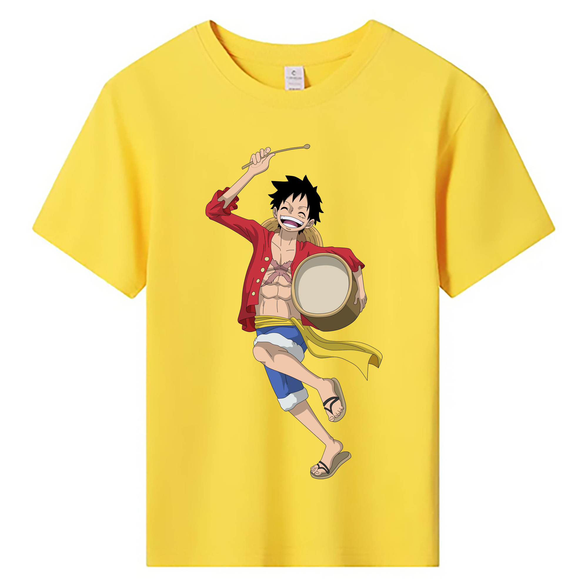 ワンピース モンキー・D・ルフィ ONE PIECE Monkey D. Luffy 綿100％キッズTシャツ（フロントプリント）