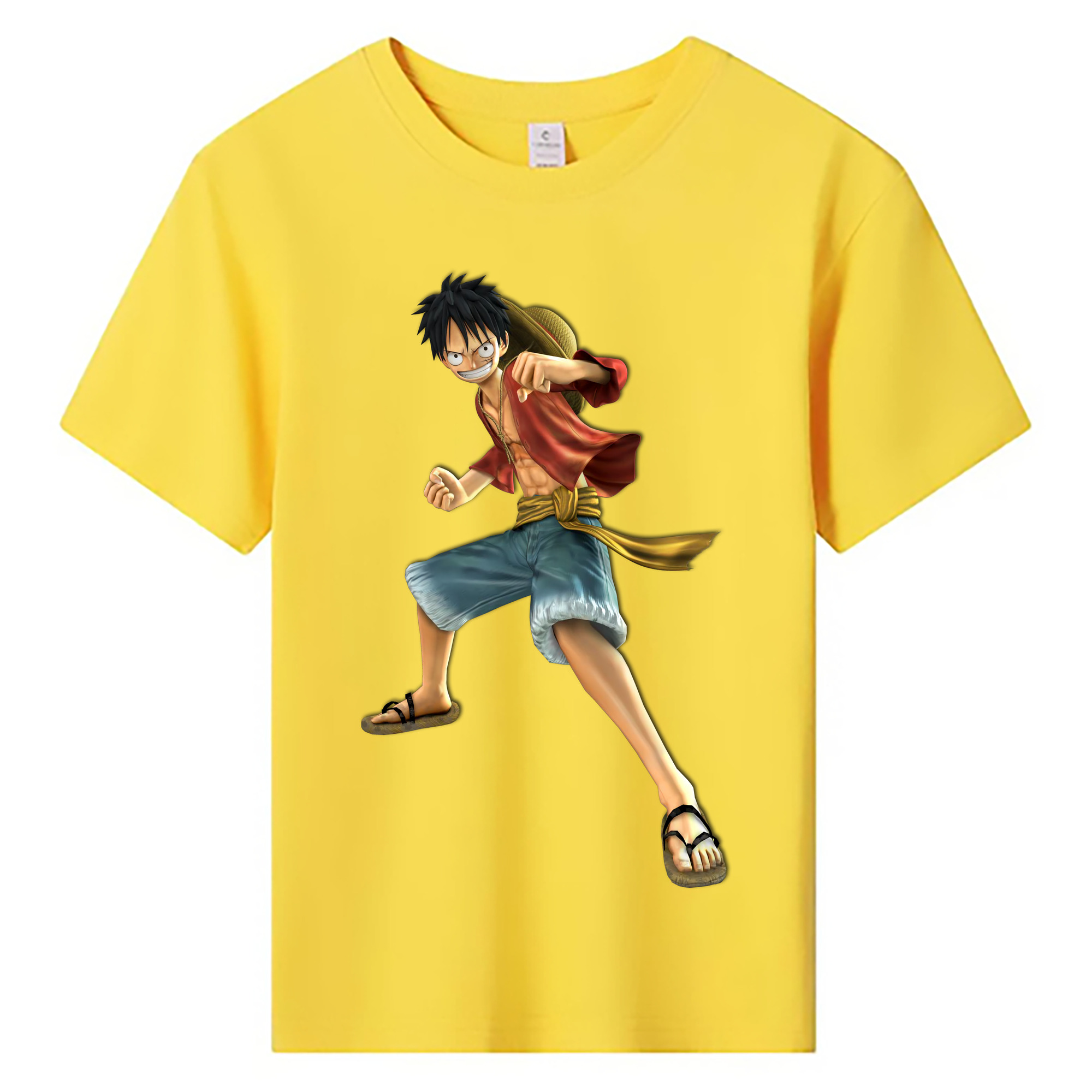 ワンピース モンキー・D・ルフィ ONE PIECE Monkey D. Luffy 綿100％キッズTシャツ（フロントプリント）
