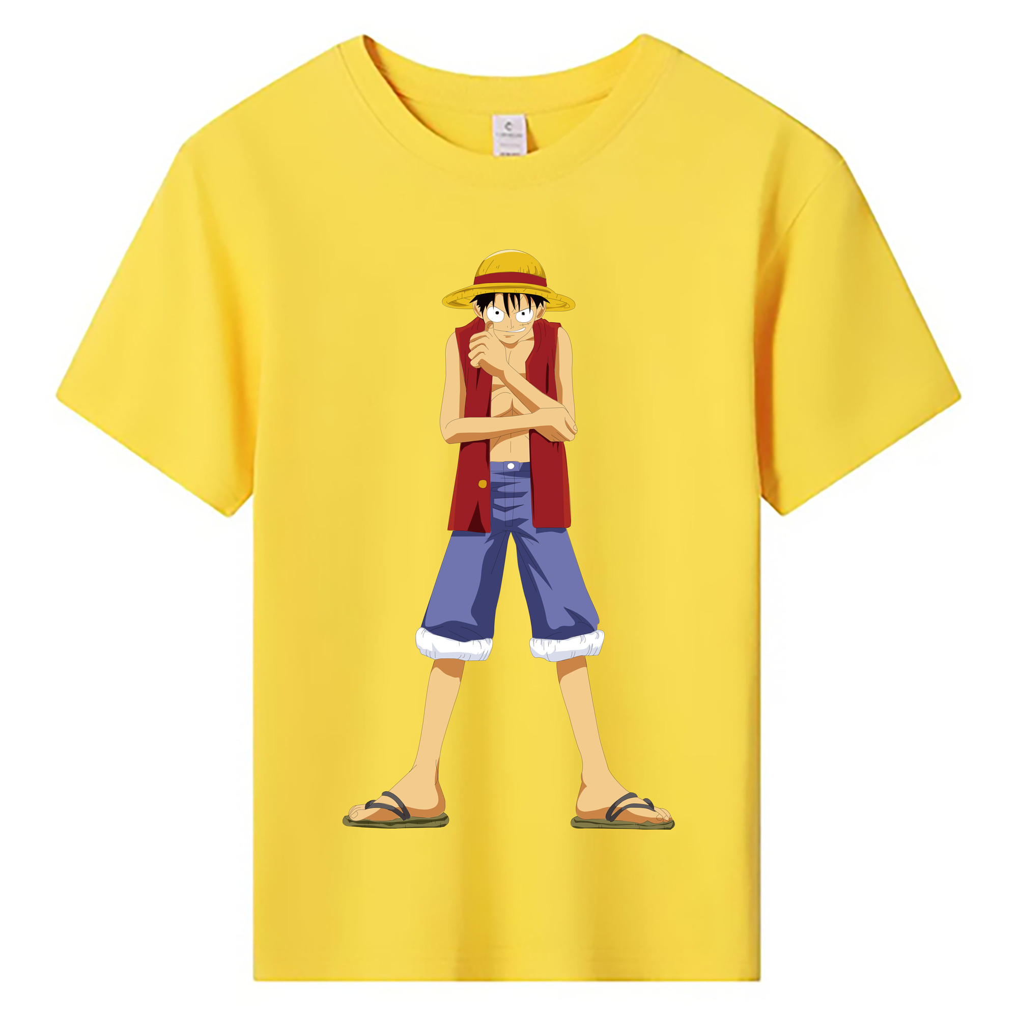 ワンピース モンキー・D・ルフィ ONE PIECE Monkey D. Luffy 綿100％キッズTシャツ（フロントプリント）
