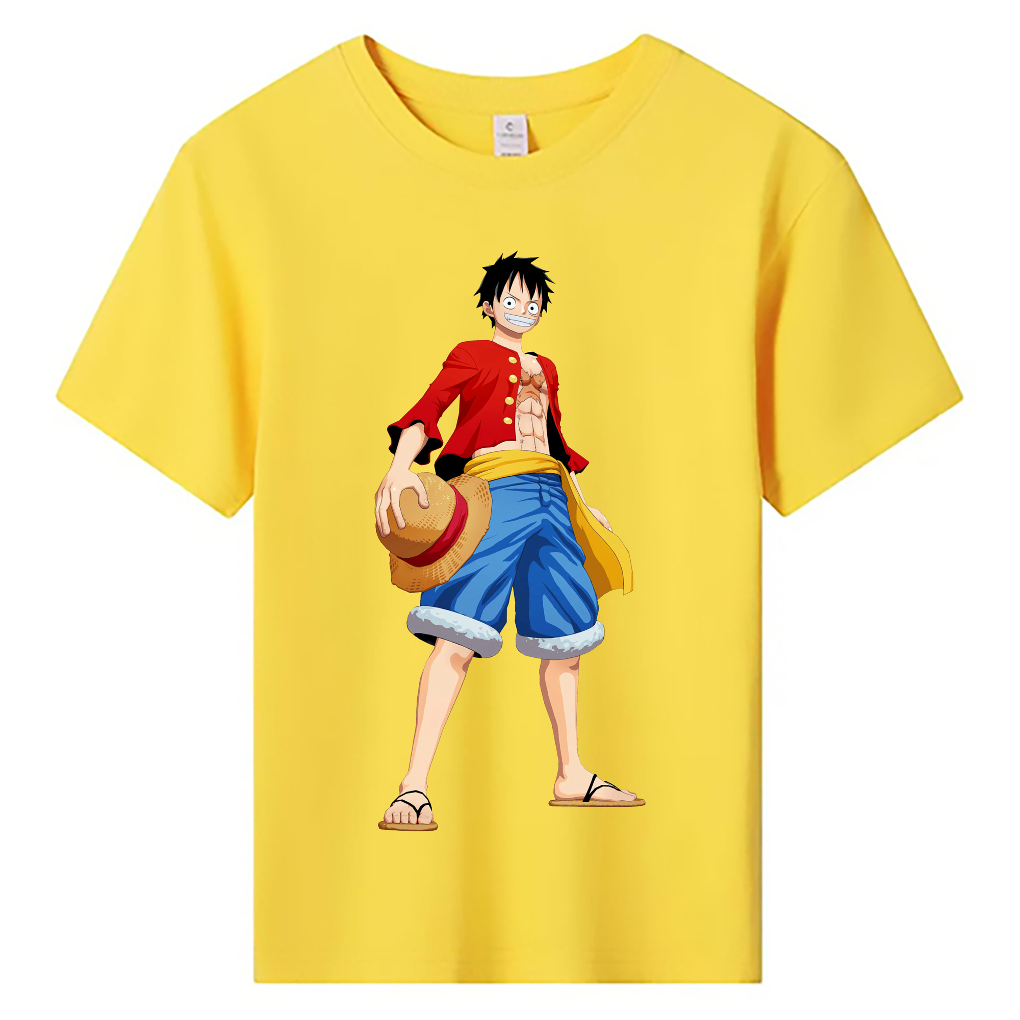 ワンピース モンキー・D・ルフィ ONE PIECE Monkey D. Luffy 綿100％キッズTシャツ（フロントプリント）