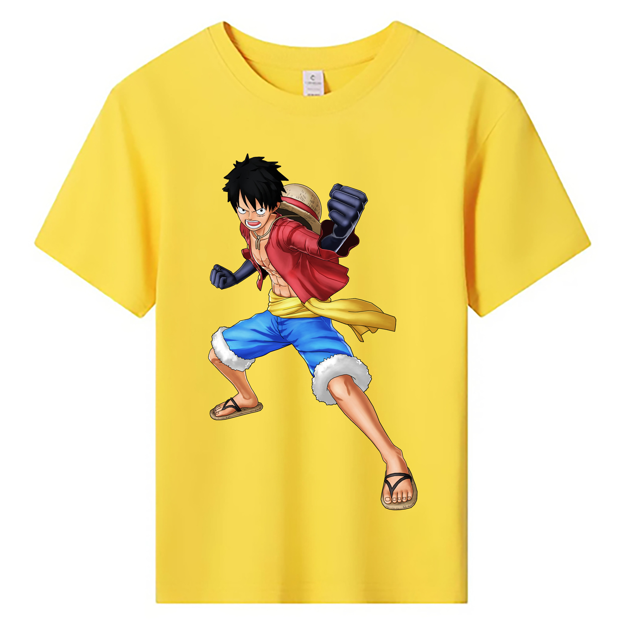 ワンピース モンキー・D・ルフィ ONE PIECE Monkey D. Luffy 綿100％キッズTシャツ（フロントプリント）