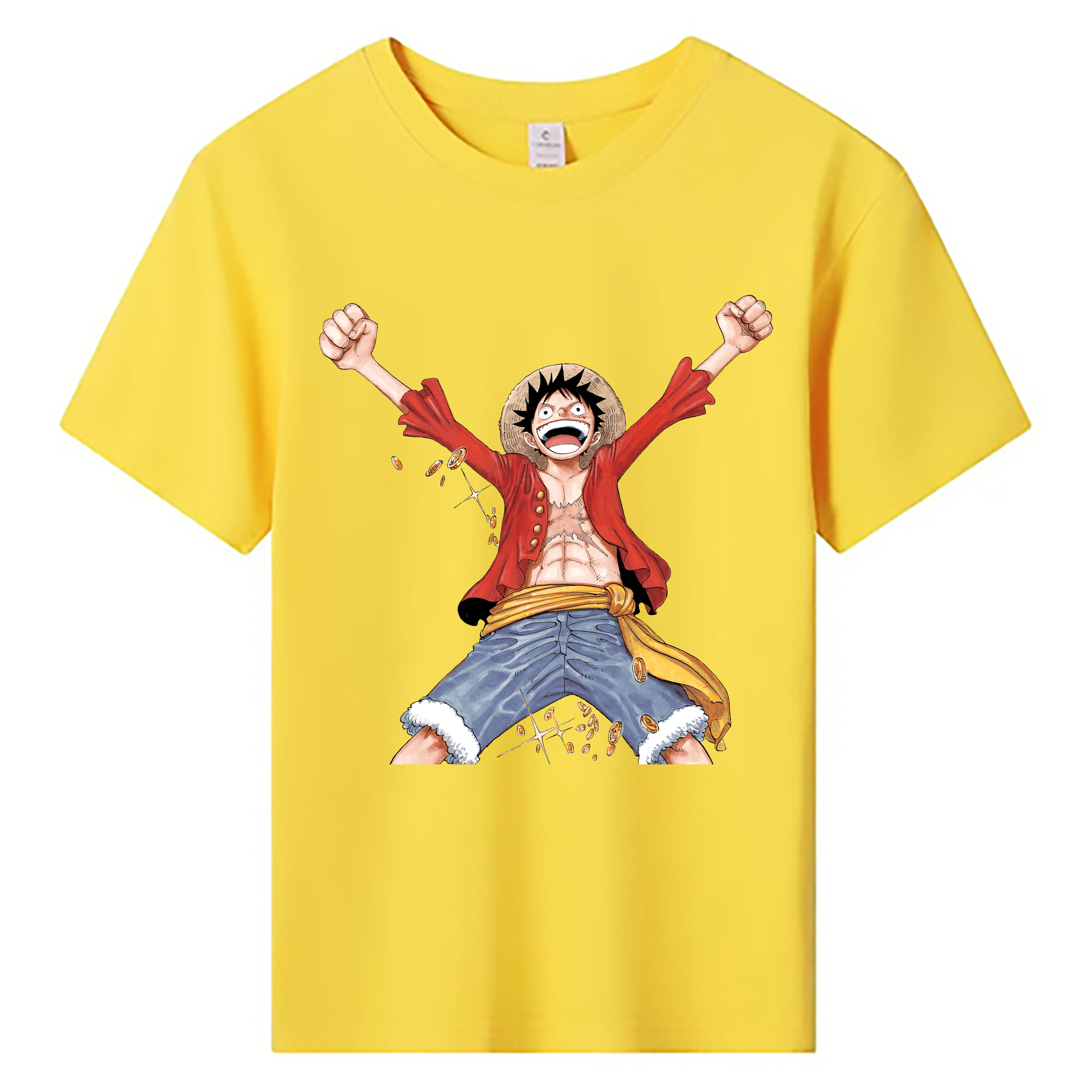 ワンピース モンキー・D・ルフィ ONE PIECE Monkey D. Luffy 綿100％キッズTシャツ（フロントプリント）