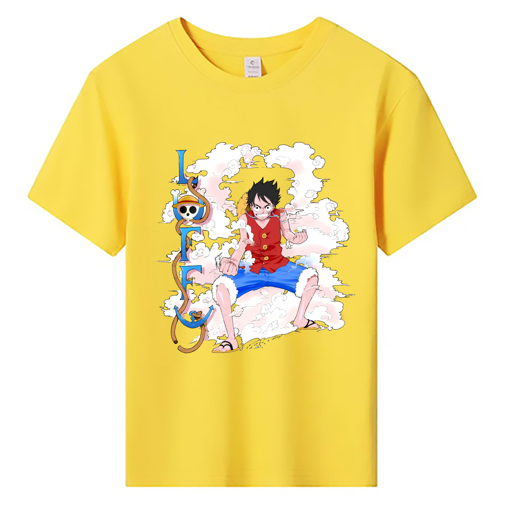 ワンピース モンキー・D・ルフィ ONE PIECE Monkey D. Luffy 綿100％キッズTシャツ（フロントプリント）