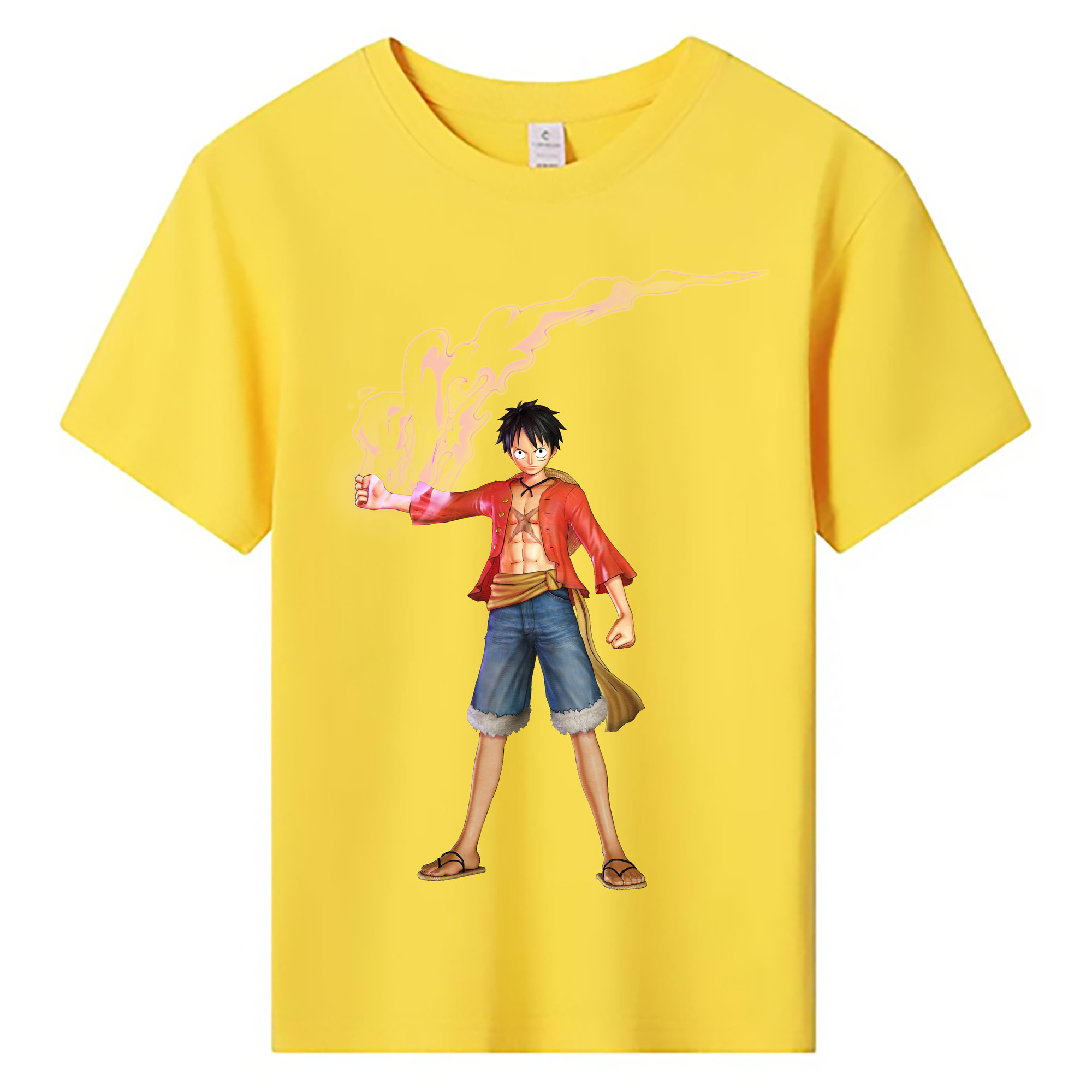 ワンピース モンキー・D・ルフィ ONE PIECE Monkey D. Luffy 綿100％キッズTシャツ（フロントプリント）