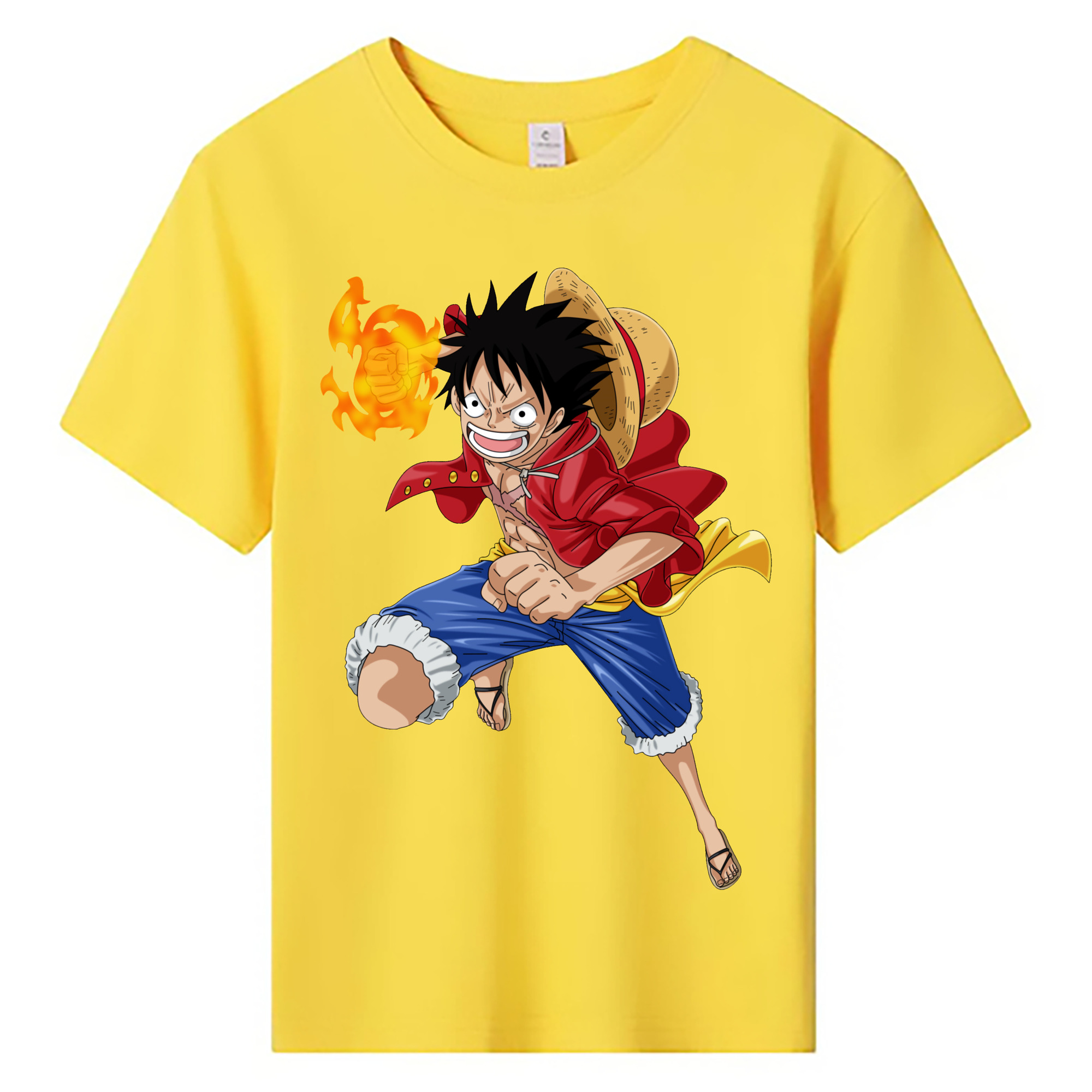 ワンピース モンキー・D・ルフィ ONE PIECE Monkey D. Luffy 綿100％キッズTシャツ（フロントプリント）