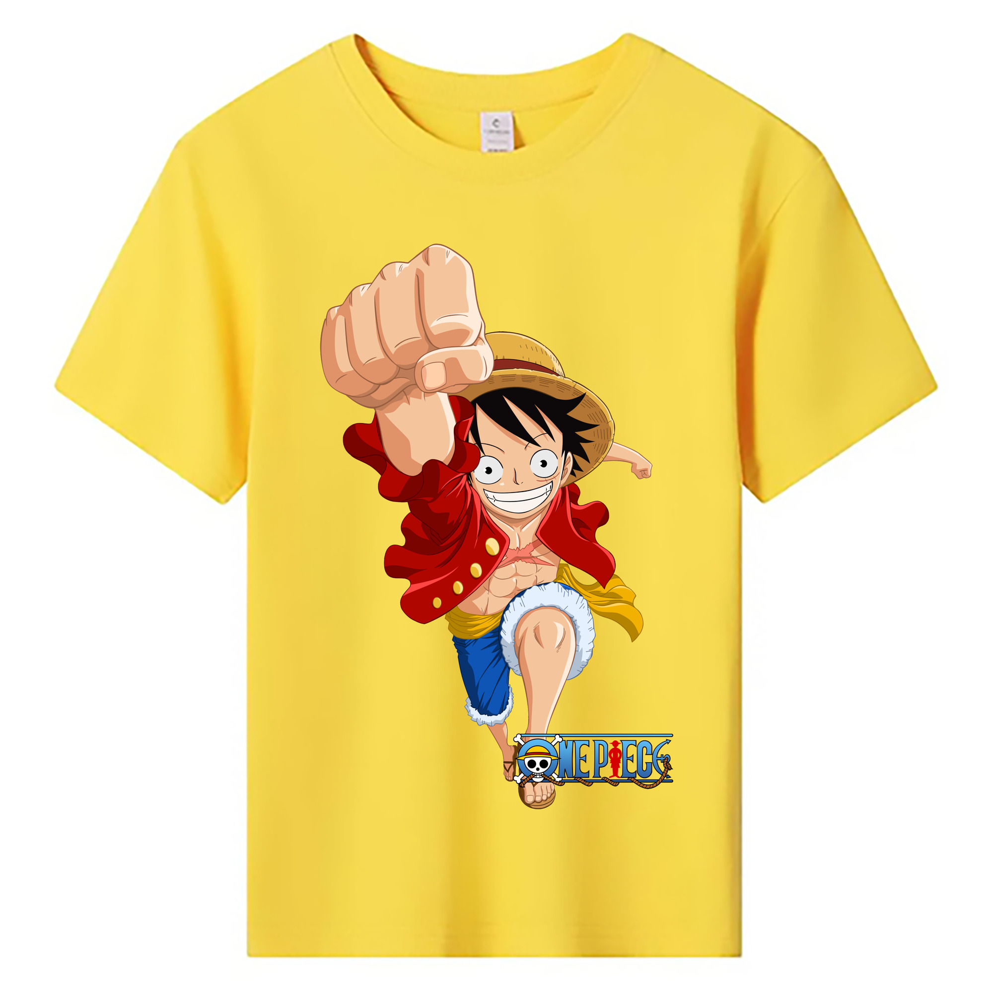ワンピース モンキー・D・ルフィ ONE PIECE Monkey D. Luffy 綿100％キッズTシャツ（フロントプリント）