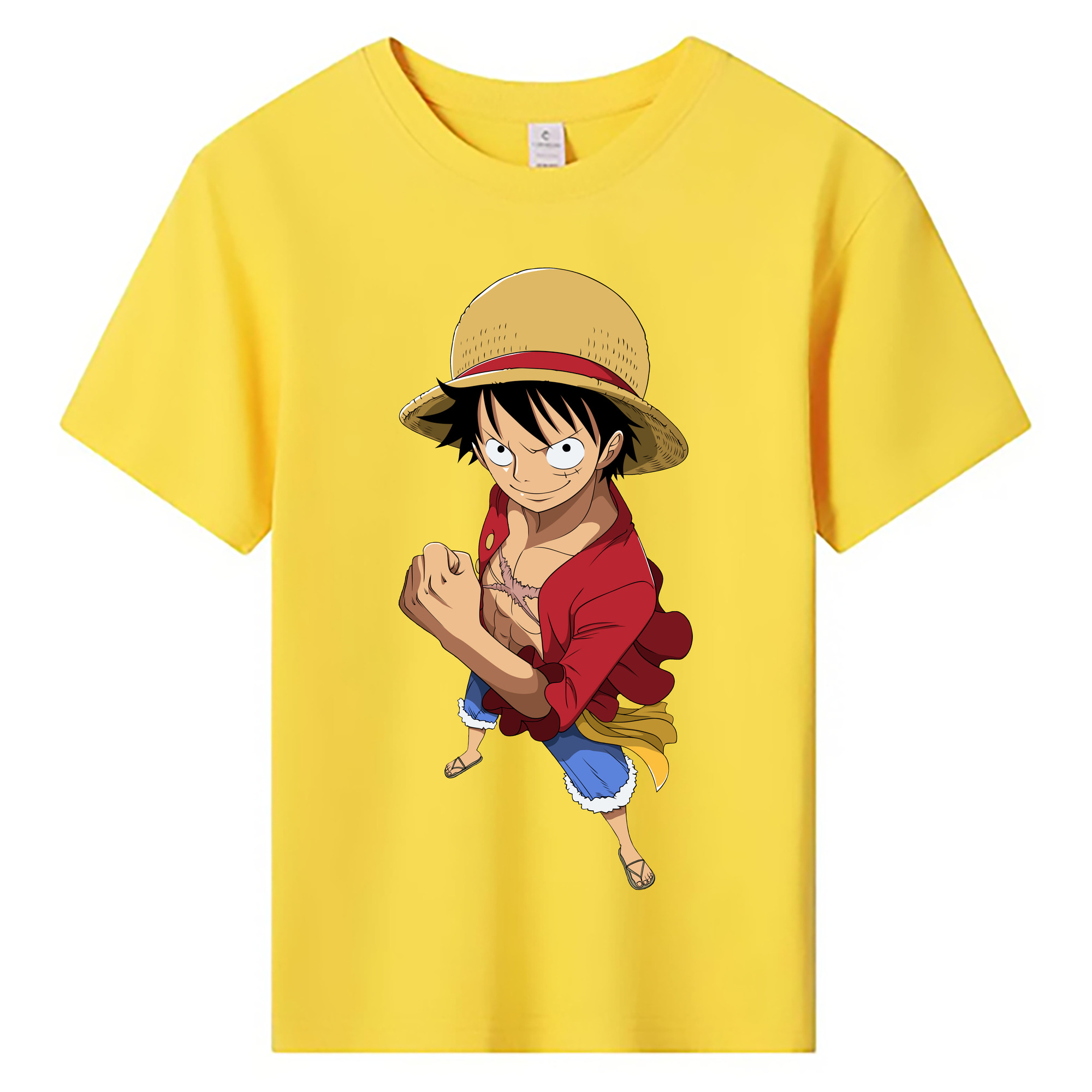 ワンピース モンキー・D・ルフィ ONE PIECE Monkey D. Luffy 綿100％キッズTシャツ（フロントプリント）