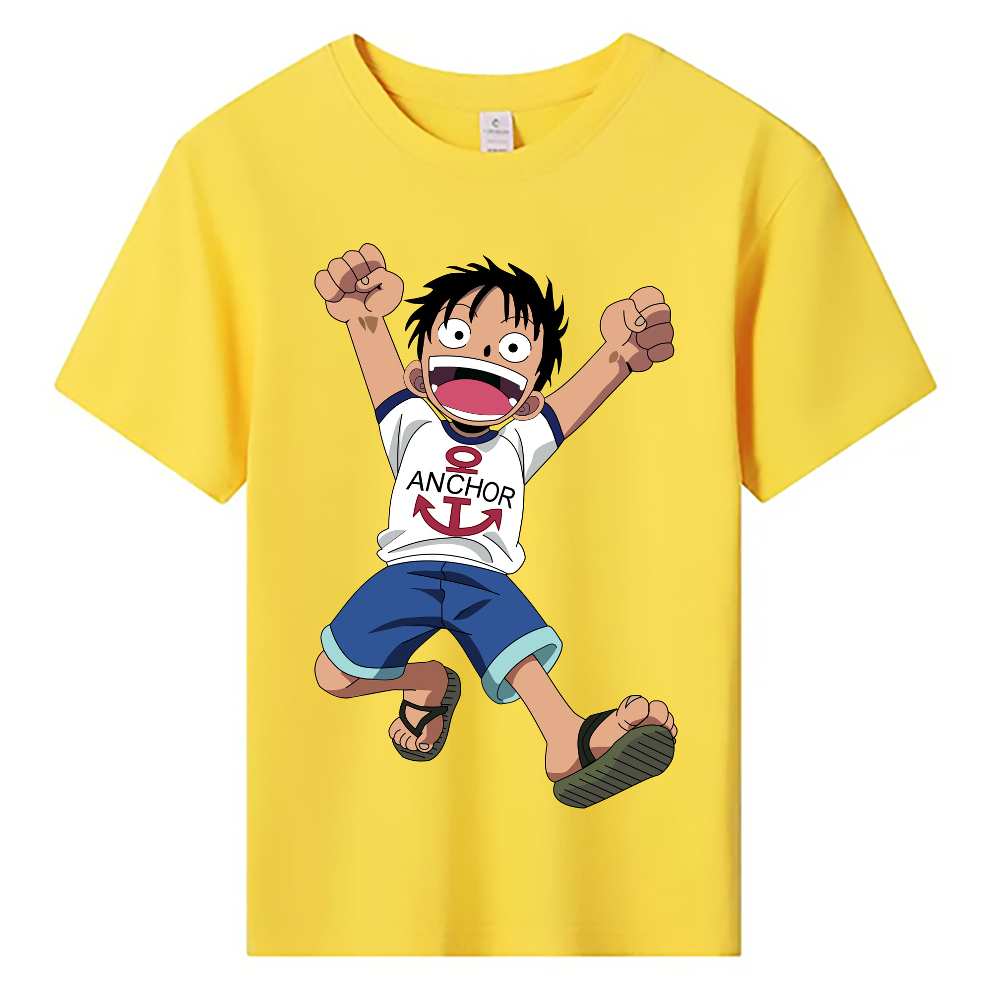 ワンピース モンキー・D・ルフィ ONE PIECE Monkey D. Luffy 綿100％キッズTシャツ（フロントプリント）